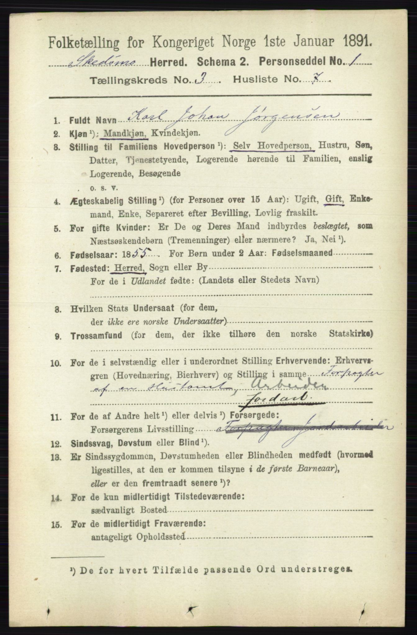 RA, 1891 census for 0231 Skedsmo, 1891, p. 1341