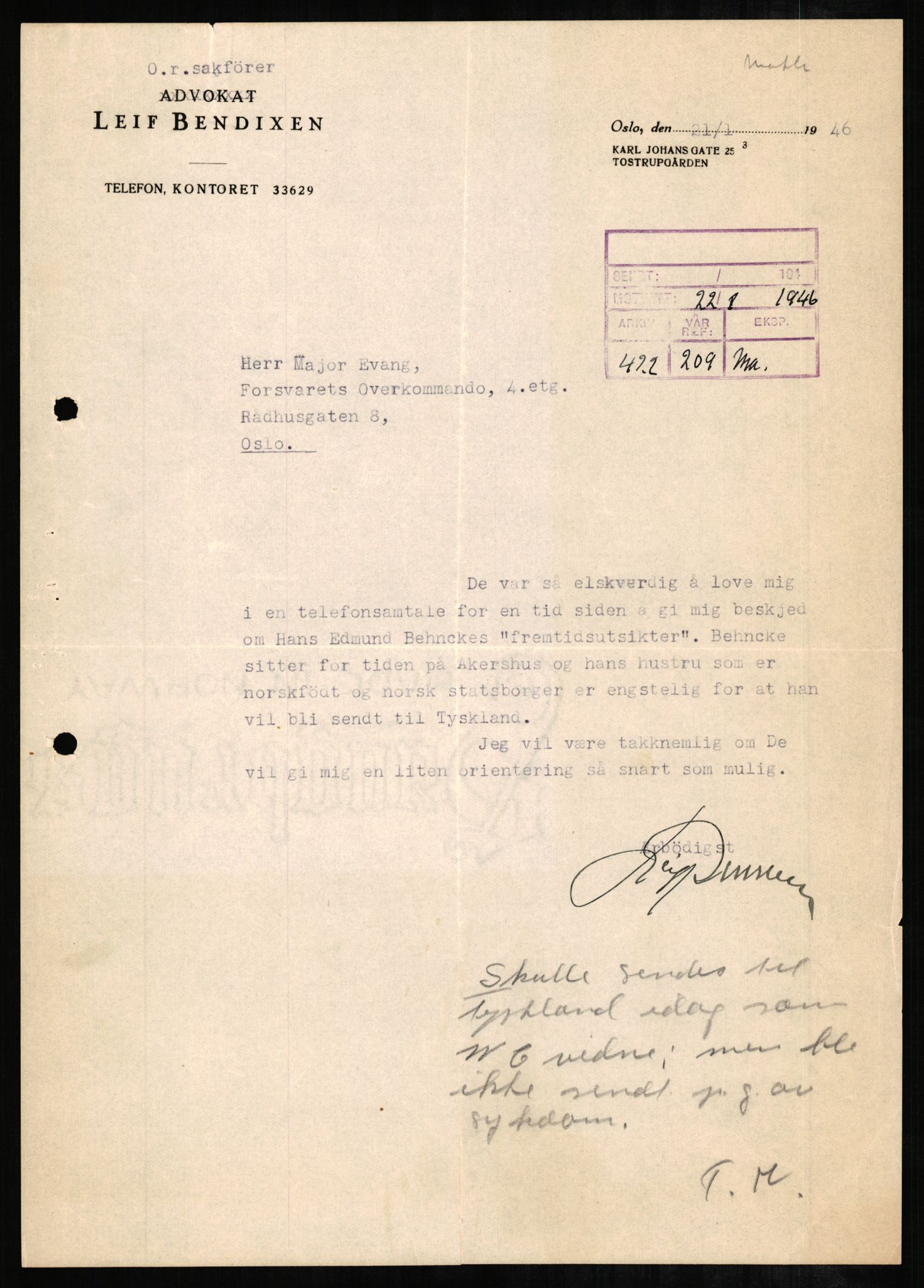 Forsvaret, Forsvarets overkommando II, AV/RA-RAFA-3915/D/Db/L0002: CI Questionaires. Tyske okkupasjonsstyrker i Norge. Tyskere., 1945-1946, p. 465