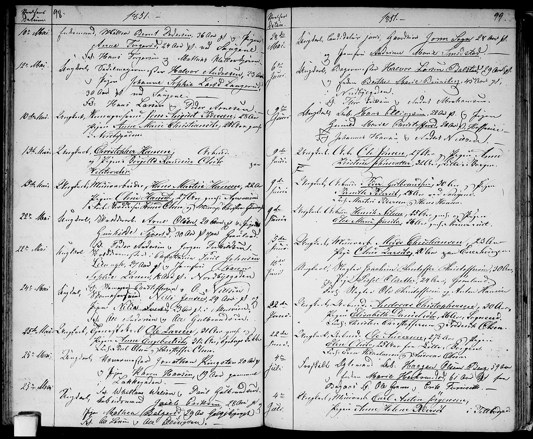 Aker prestekontor kirkebøker, SAO/A-10861/G/L0011: Parish register (copy) no. 11, 1846-1859, p. 98-99