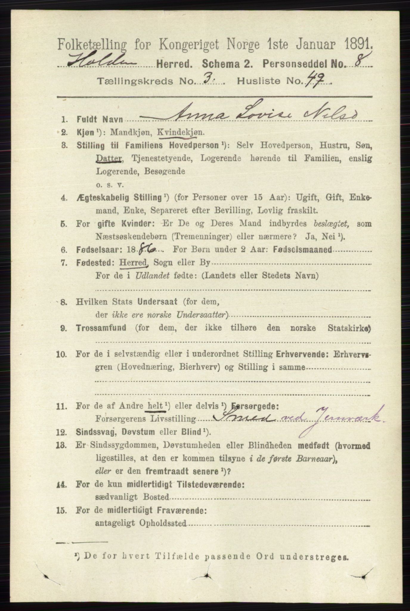 RA, 1891 census for 0819 Holla, 1891, p. 1956