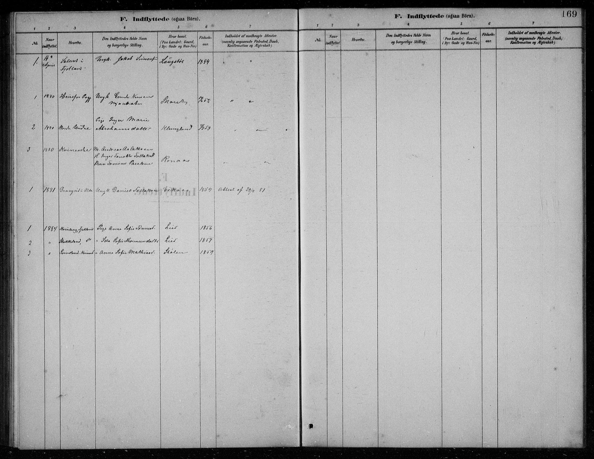 Bakke sokneprestkontor, SAK/1111-0002/F/Fb/Fbb/L0003: Parish register (copy) no. B 3, 1878-1896, p. 169