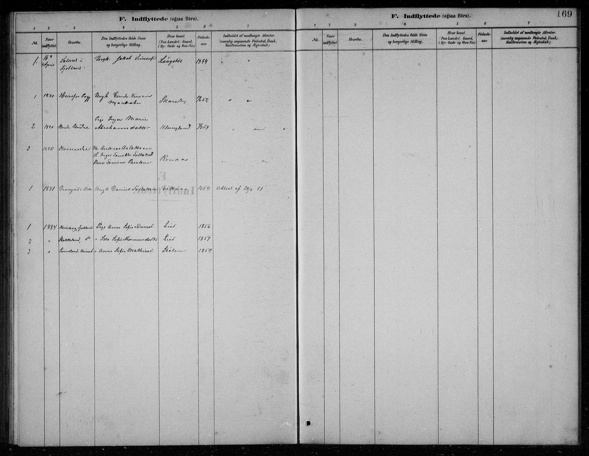 Bakke sokneprestkontor, AV/SAK-1111-0002/F/Fb/Fbb/L0003: Parish register (copy) no. B 3, 1878-1896, p. 169