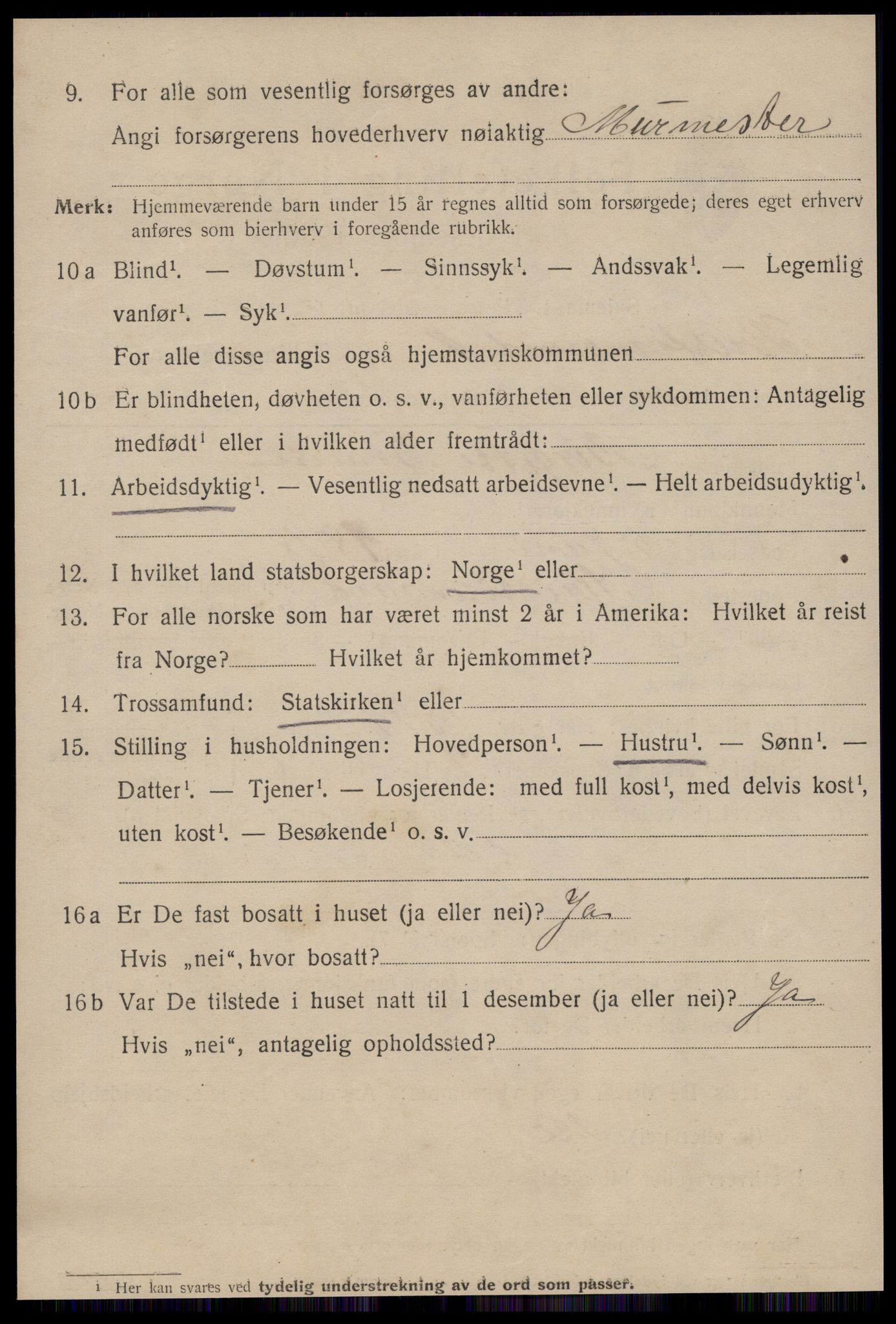 SAT, 1920 census for Kristiansund, 1920, p. 25276