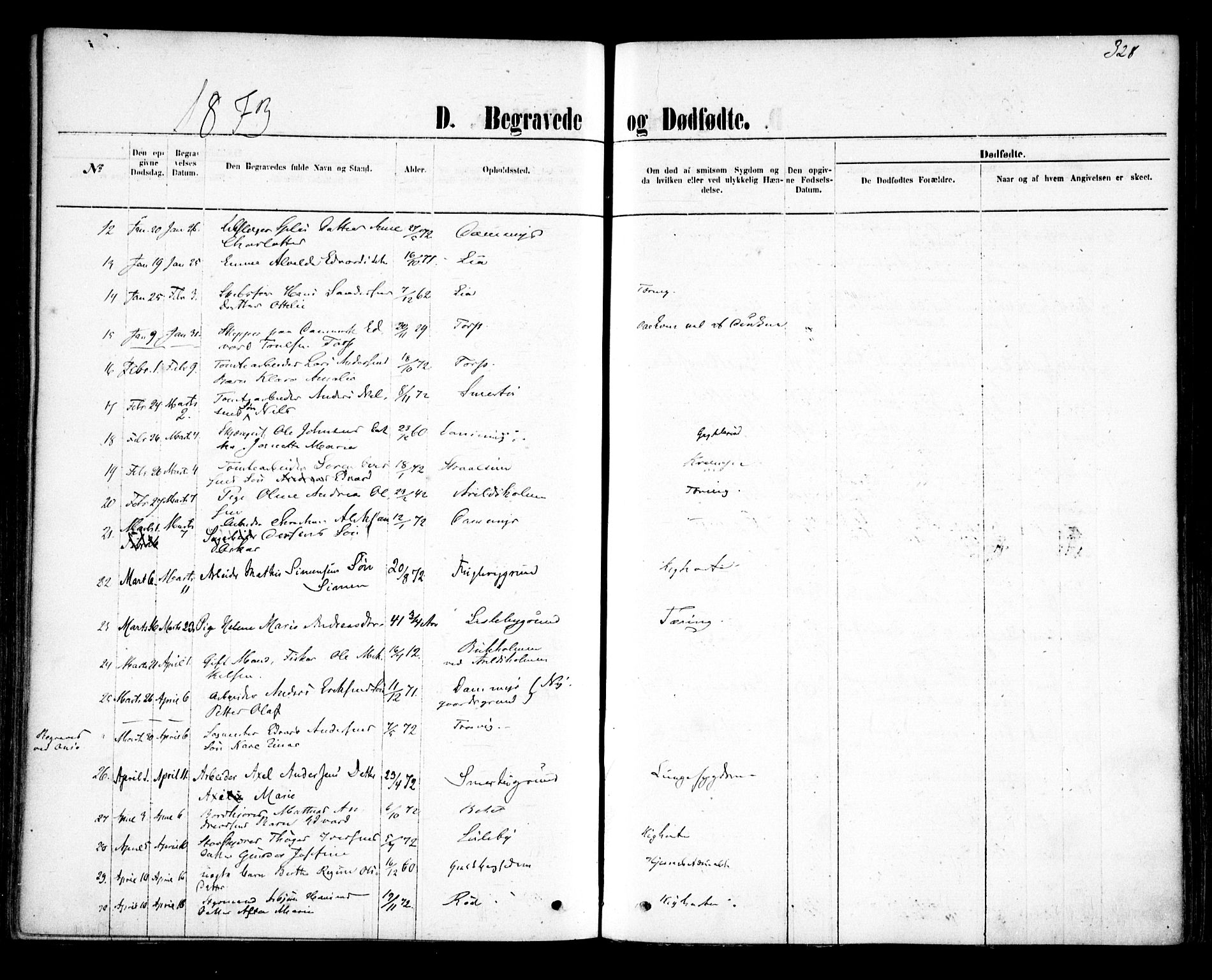 Glemmen prestekontor Kirkebøker, AV/SAO-A-10908/F/Fa/L0009: Parish register (official) no. 9, 1871-1878, p. 328