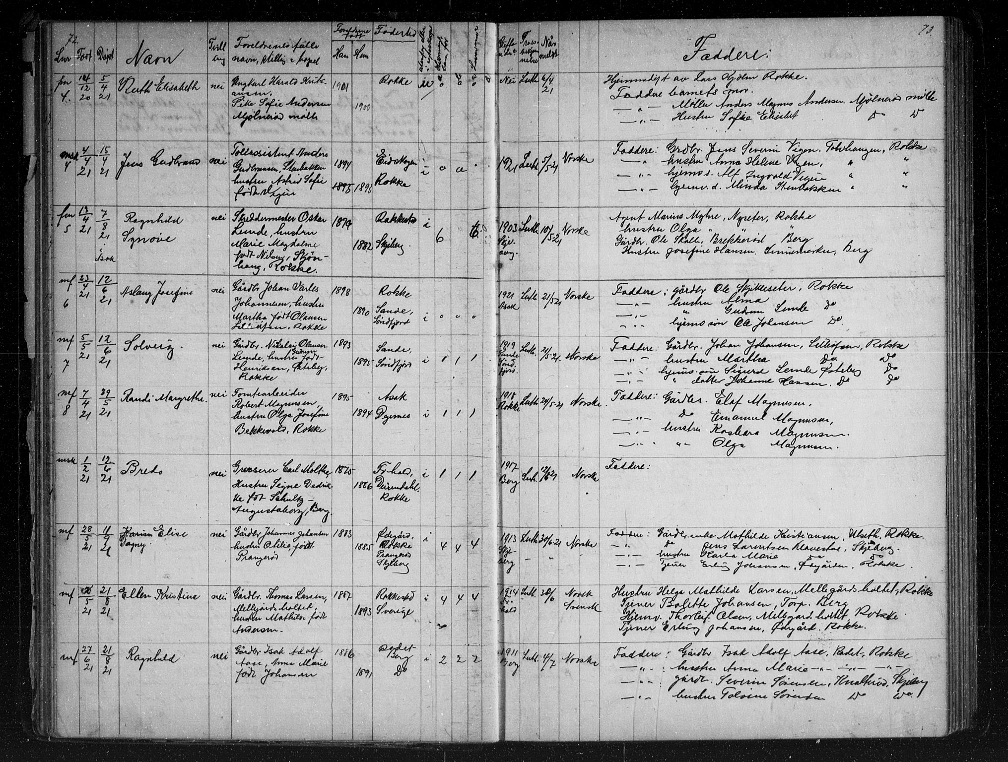 Berg prestekontor Kirkebøker, AV/SAO-A-10902/G/Gc/L0003: Parish register (copy) no. III 3, 1887-1958, p. 72-73