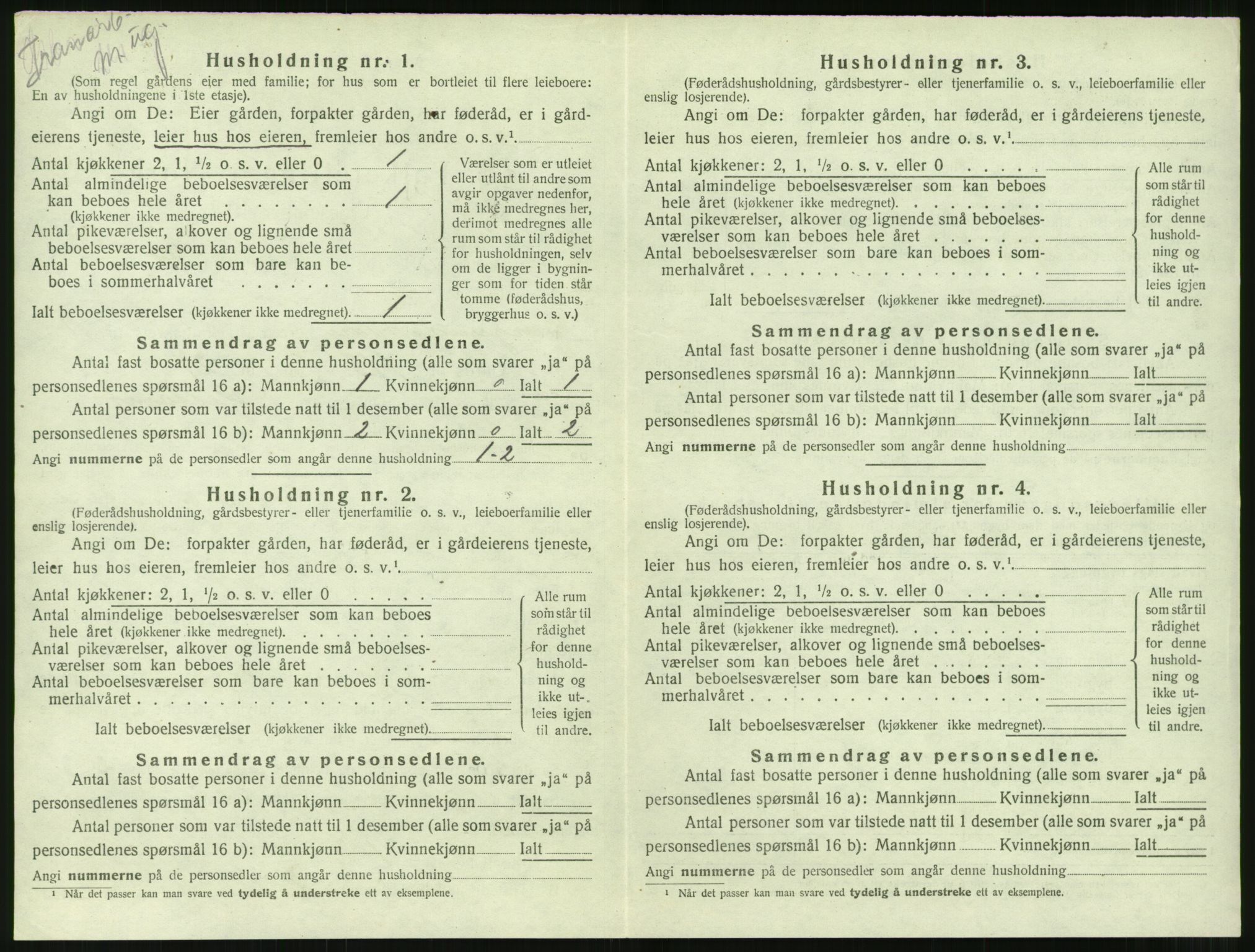 SAT, 1920 census for Borgund, 1920, p. 1199