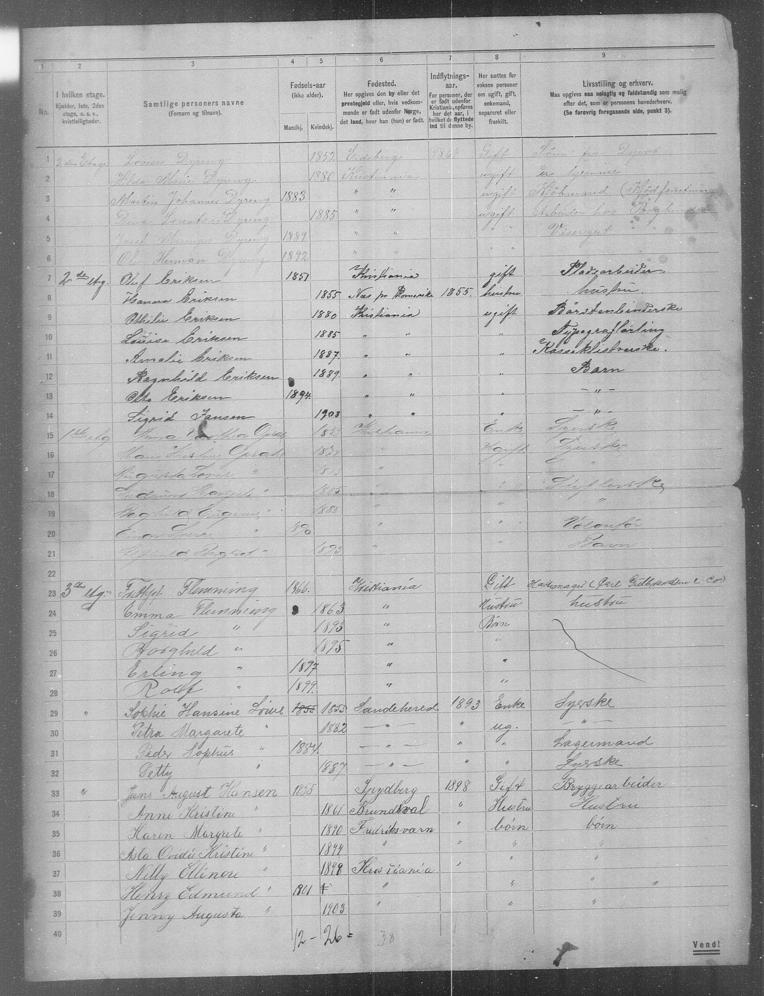 OBA, Municipal Census 1904 for Kristiania, 1904, p. 1685