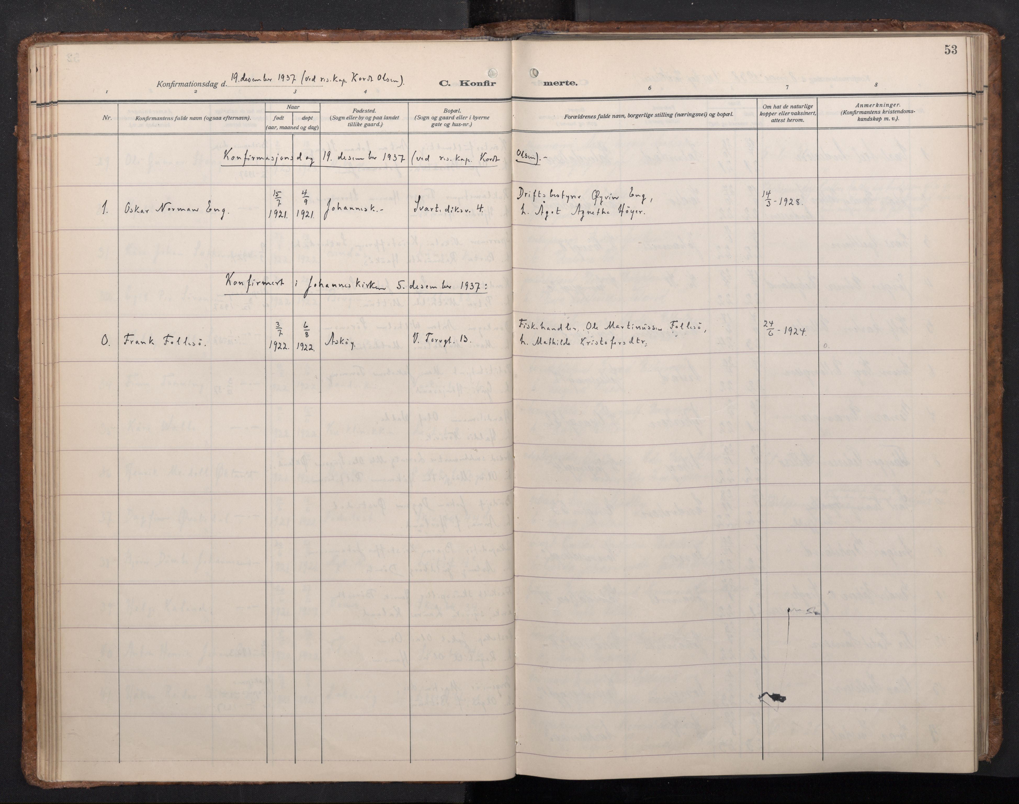 Domkirken sokneprestembete, AV/SAB-A-74801/H/Haa: Parish register (official) no. C 8, 1930-1957, p. 52b-53a