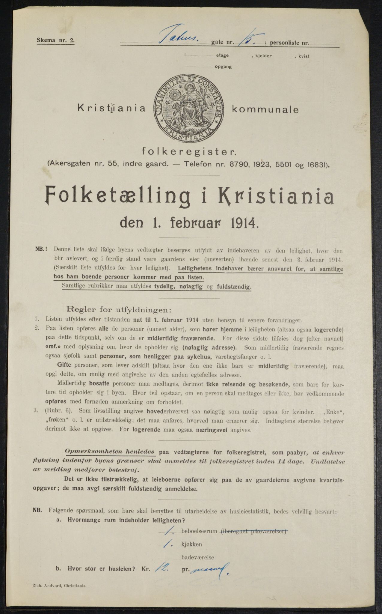 OBA, Municipal Census 1914 for Kristiania, 1914, p. 116343