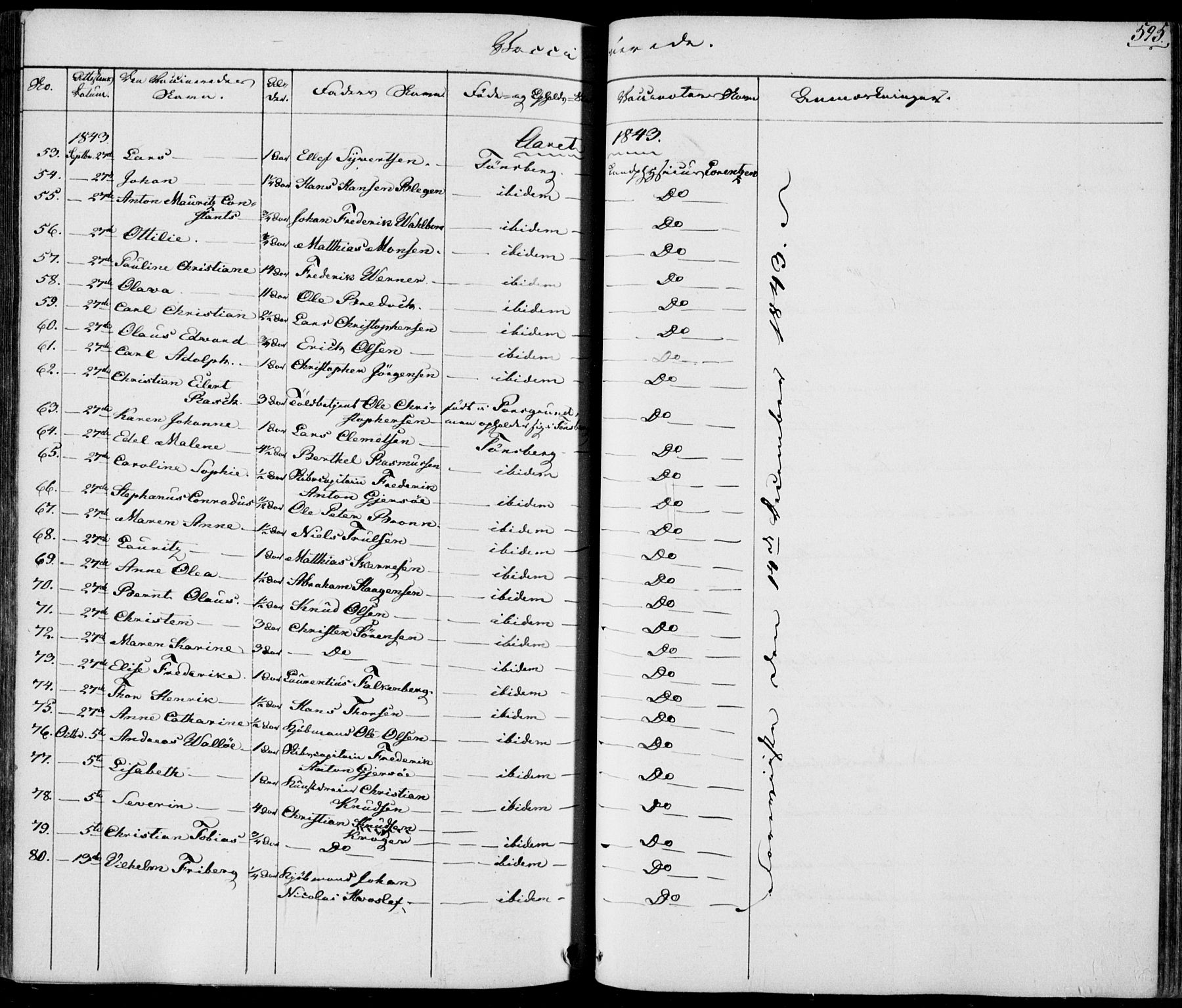 Tønsberg kirkebøker, AV/SAKO-A-330/F/Fa/L0006: Parish register (official) no. I 6, 1836-1844, p. 595