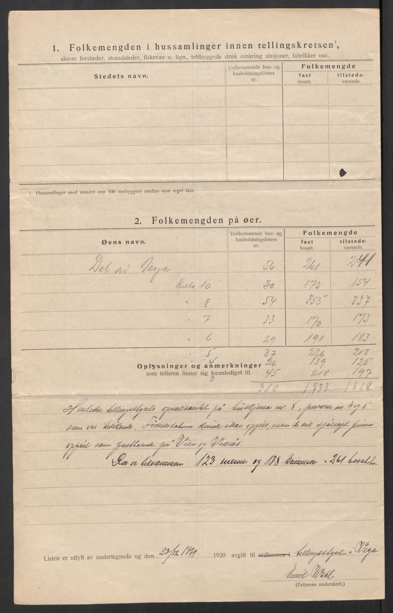 SAT, 1920 census for Vega, 1920, p. 32