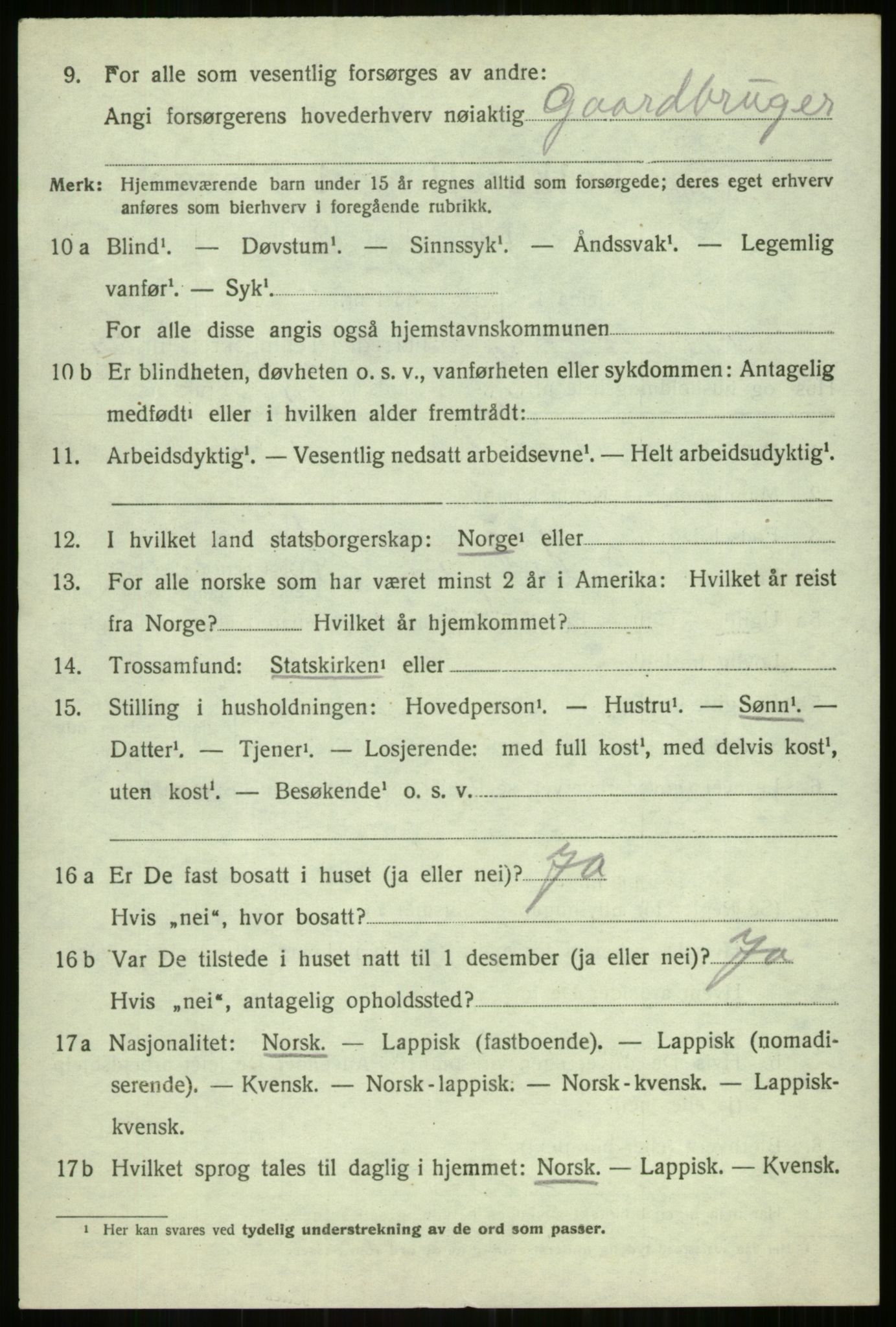 SATØ, 1920 census for Balsfjord, 1920, p. 4149