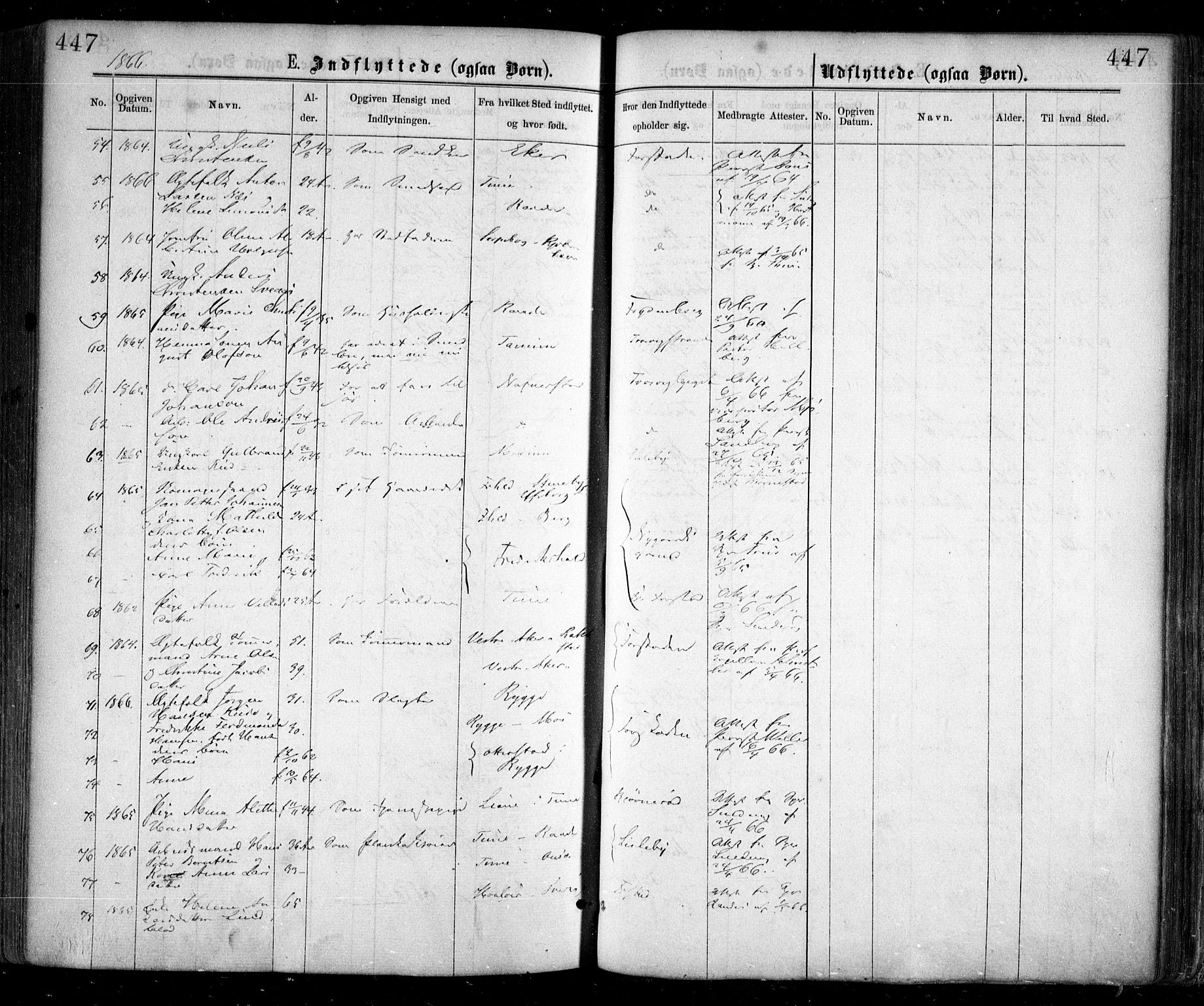 Glemmen prestekontor Kirkebøker, AV/SAO-A-10908/F/Fa/L0008: Parish register (official) no. 8, 1862-1871, p. 447