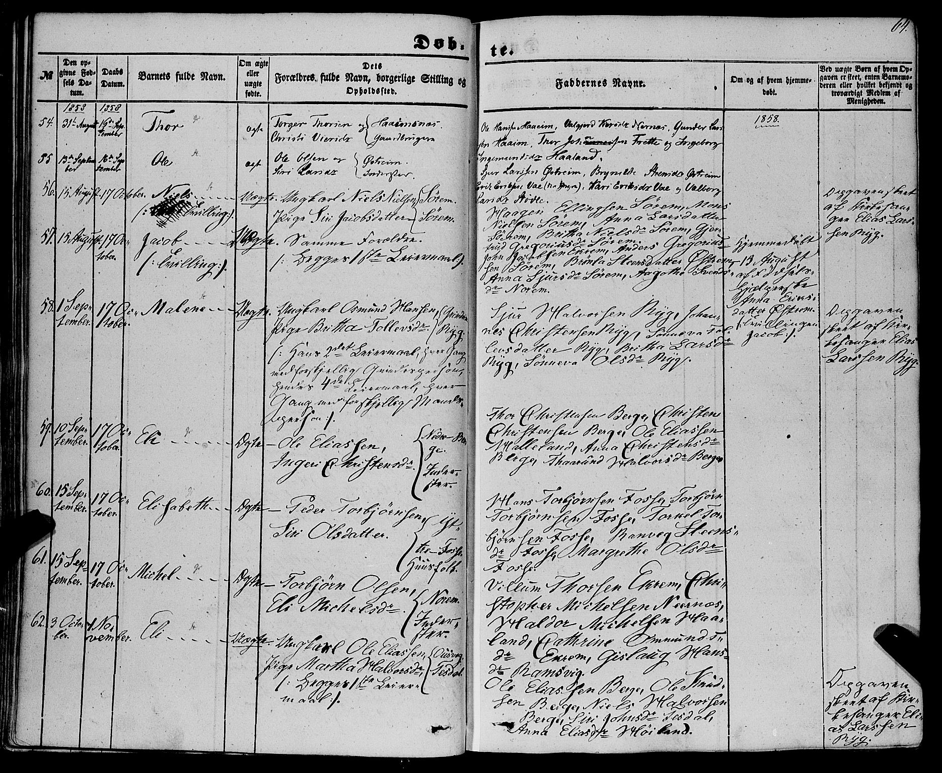 Etne sokneprestembete, AV/SAB-A-75001/H/Haa: Parish register (official) no. A 8, 1848-1862, p. 64