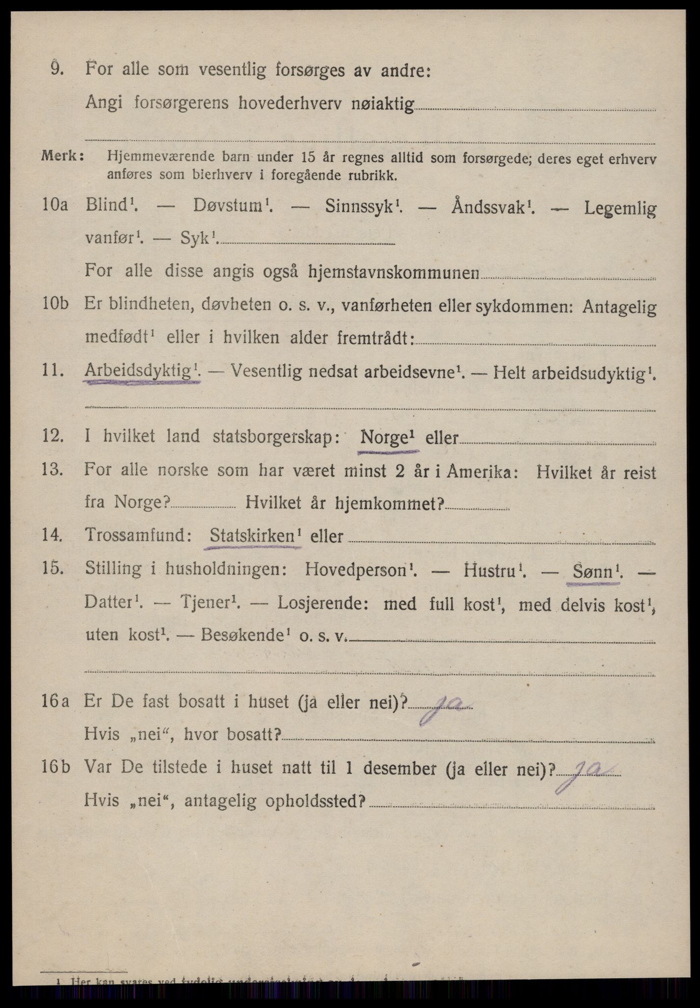 SAT, 1920 census for Sunnylven, 1920, p. 1883