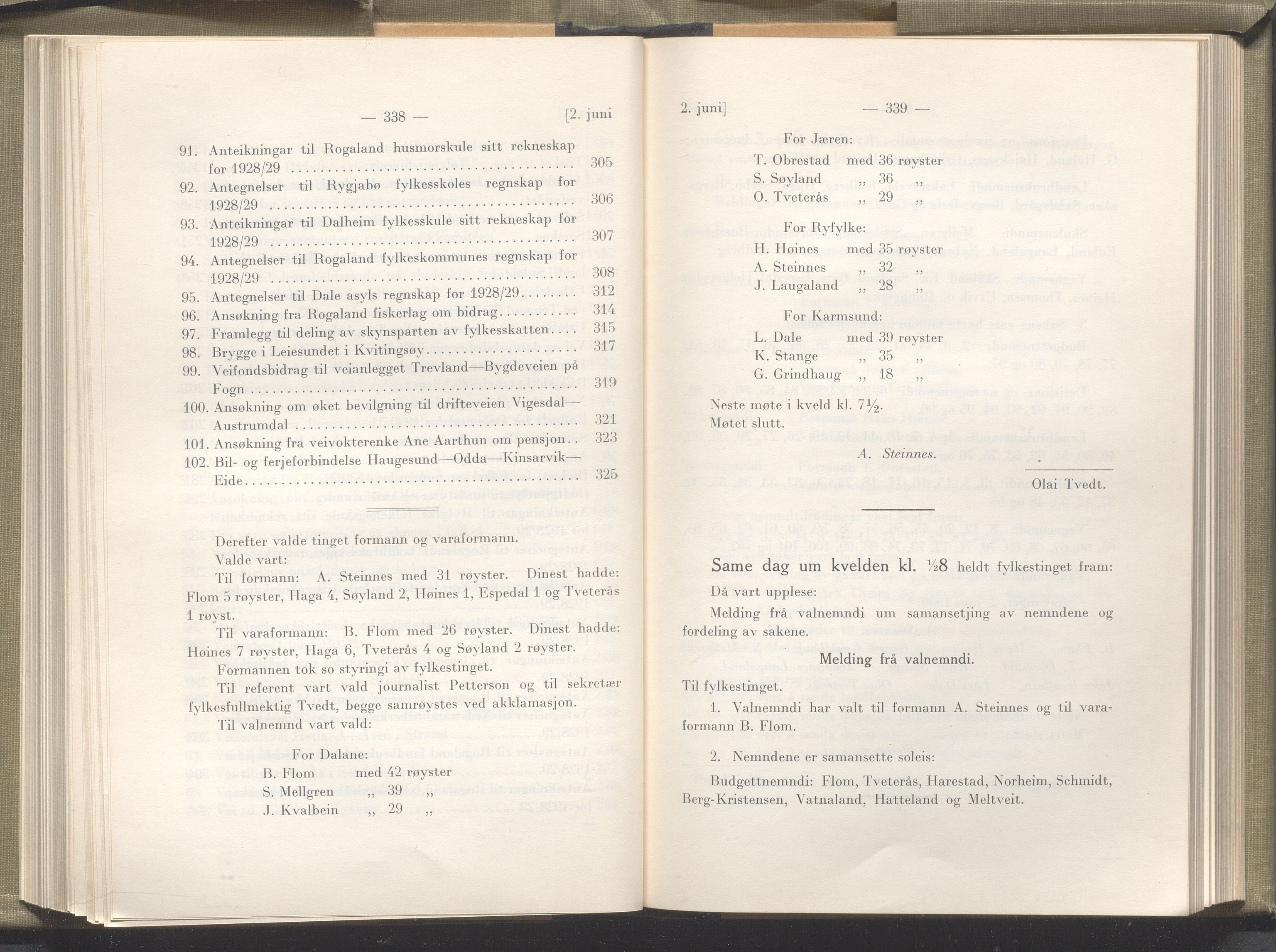 Rogaland fylkeskommune - Fylkesrådmannen , IKAR/A-900/A/Aa/Aaa/L0049: Møtebok , 1930, p. 338-339