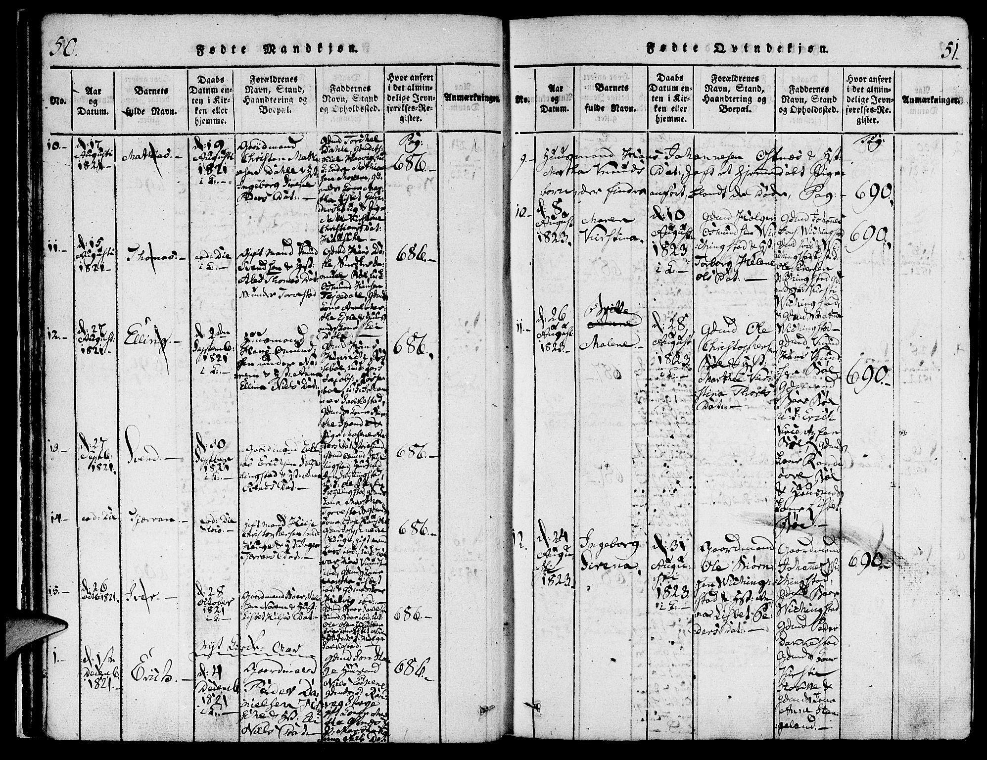 Torvastad sokneprestkontor, AV/SAST-A -101857/H/Ha/Haa/L0004: Parish register (official) no. A 3 /1, 1817-1836, p. 50-51