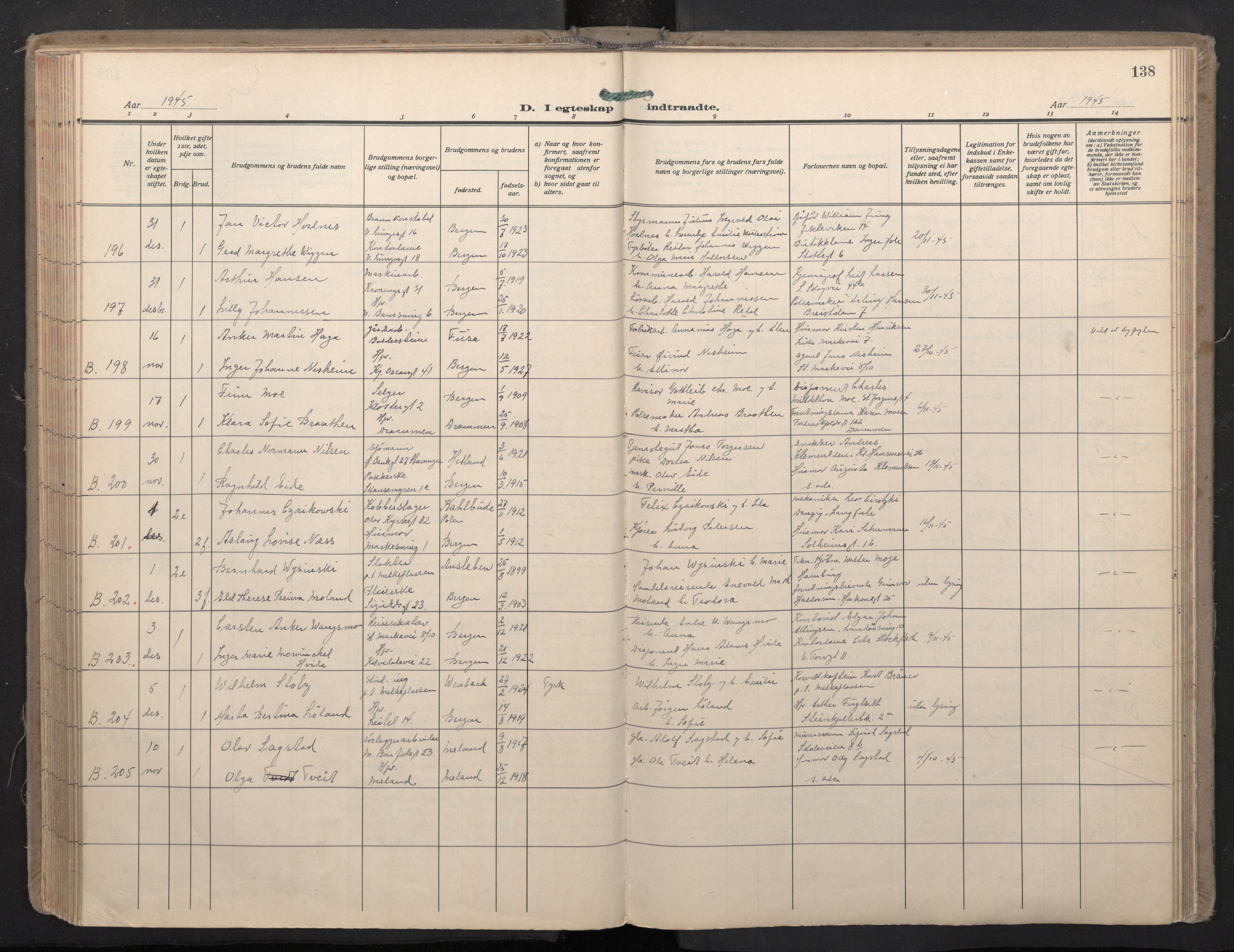 Domkirken sokneprestembete, SAB/A-74801/H/Haa: Parish register (official) no. D 7, 1937-1950, p. 137b-138a
