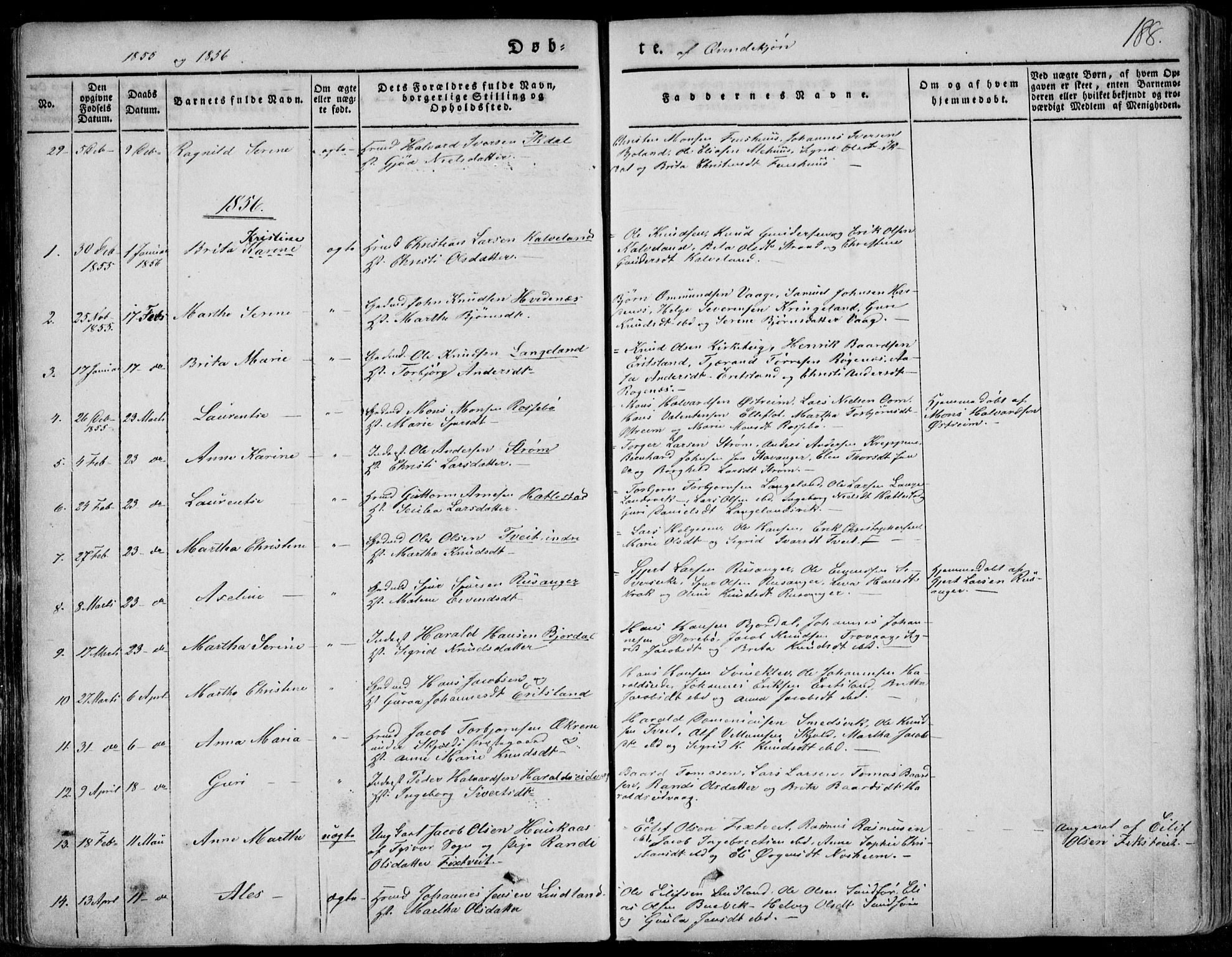 Skjold sokneprestkontor, AV/SAST-A-101847/H/Ha/Haa/L0006: Parish register (official) no. A 6.1, 1835-1858, p. 188