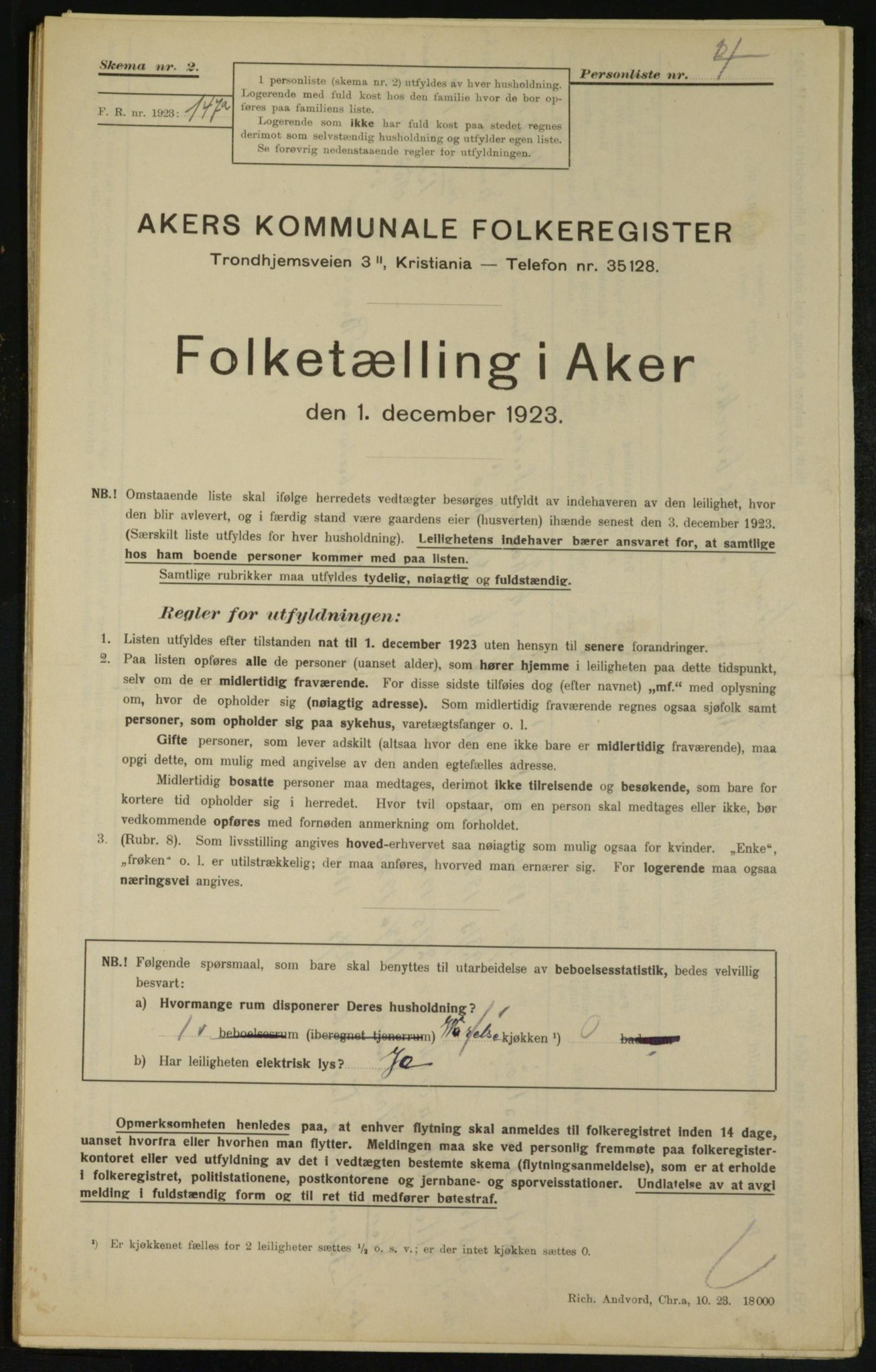 , Municipal Census 1923 for Aker, 1923, p. 26075