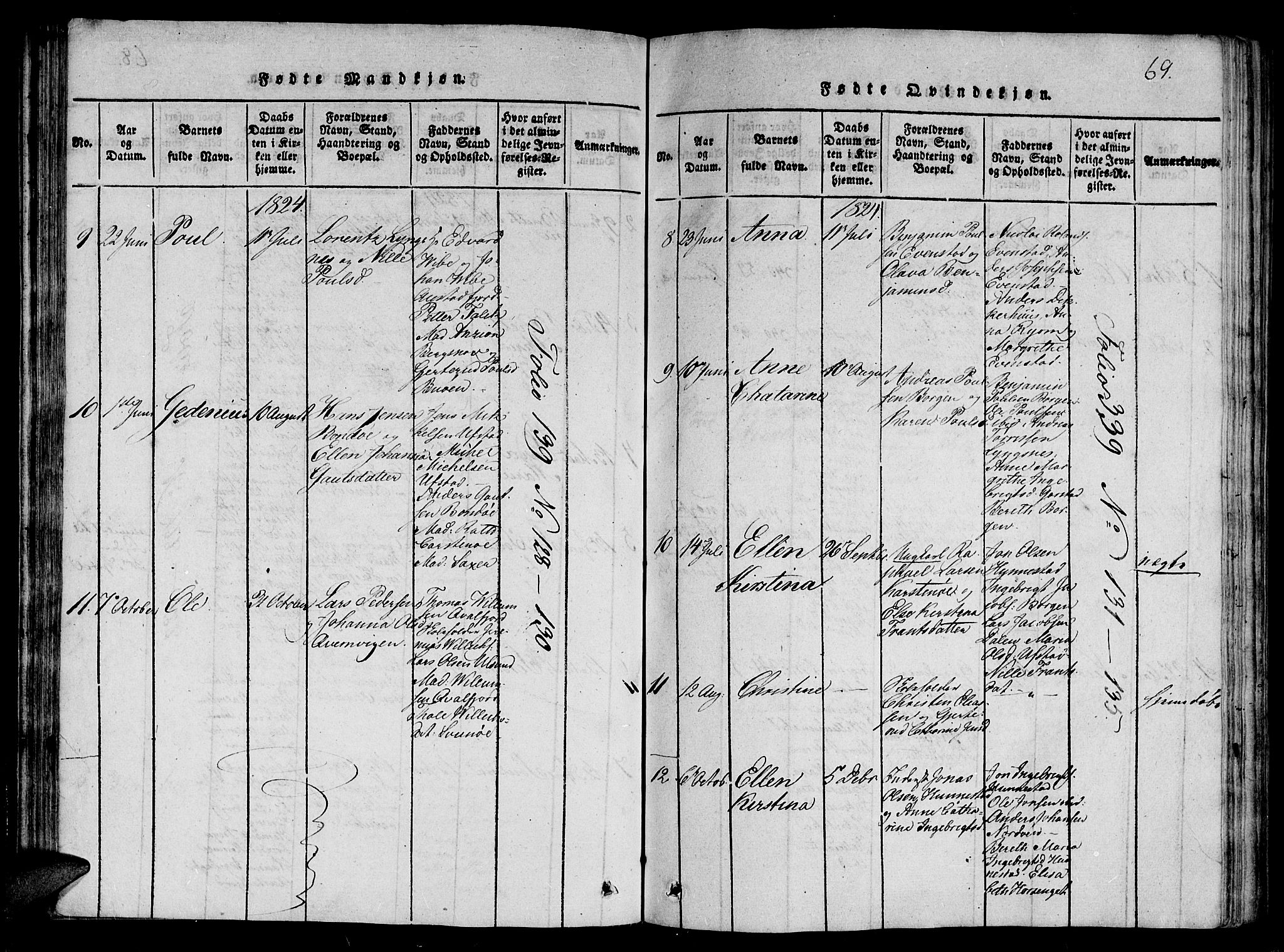 Ministerialprotokoller, klokkerbøker og fødselsregistre - Nord-Trøndelag, SAT/A-1458/784/L0667: Parish register (official) no. 784A03 /2, 1818-1829, p. 69