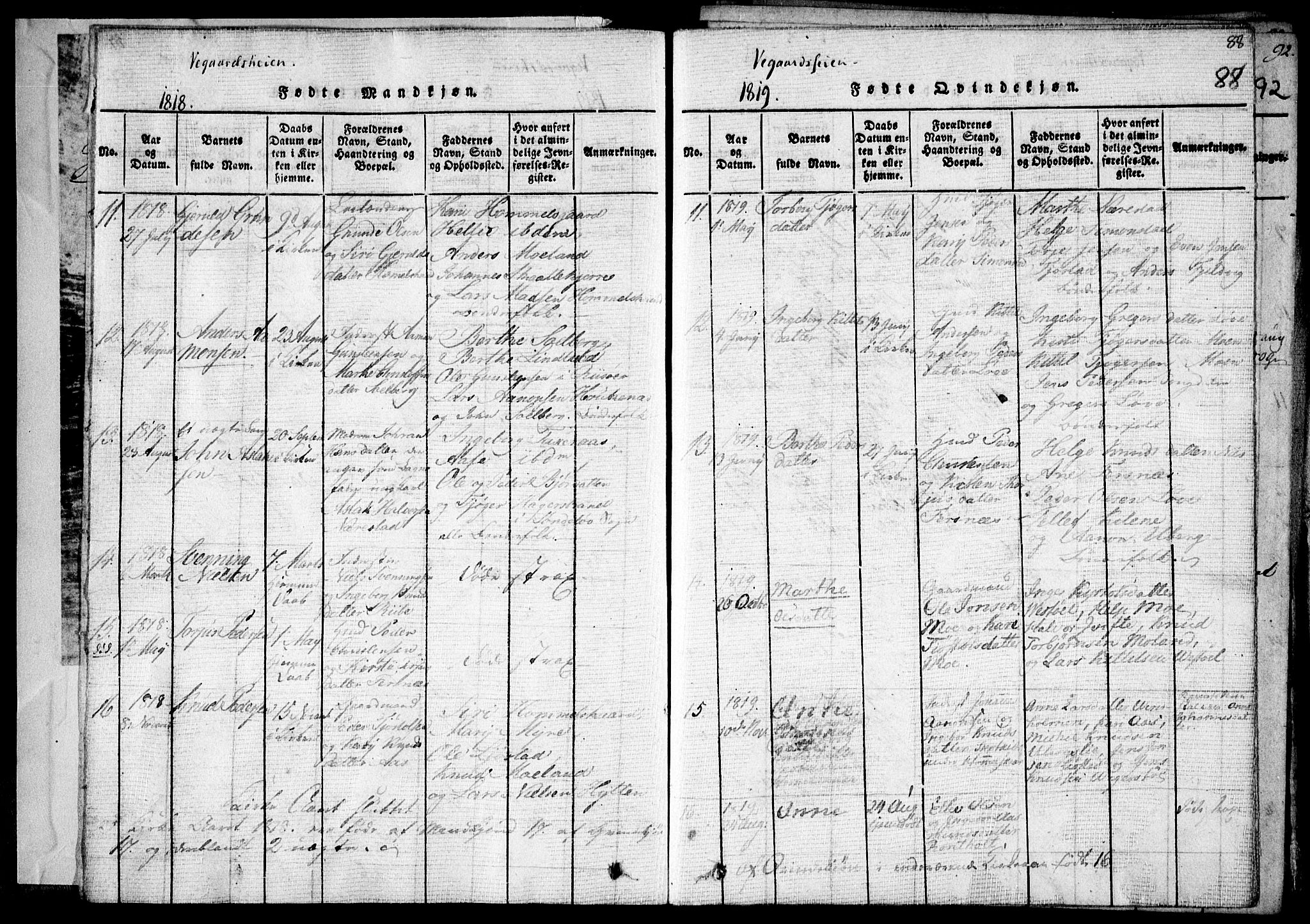 Holt sokneprestkontor, AV/SAK-1111-0021/F/Fa/L0005: Parish register (official) no. A 5, 1813-1821, p. 88