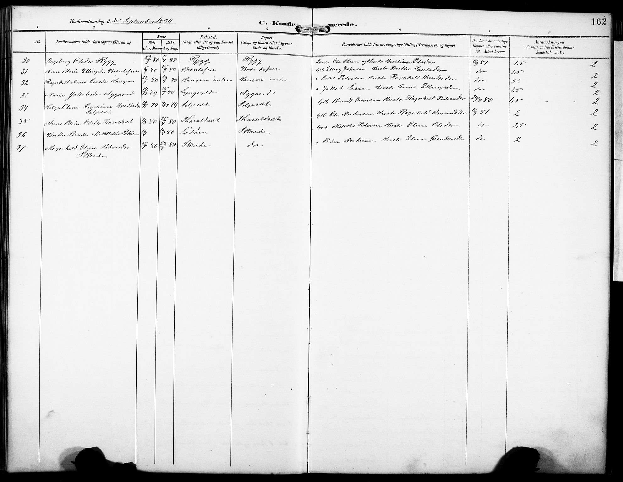Hornindal sokneprestembete, AV/SAB-A-82401/H/Hab: Parish register (copy) no. A 2, 1894-1927, p. 162