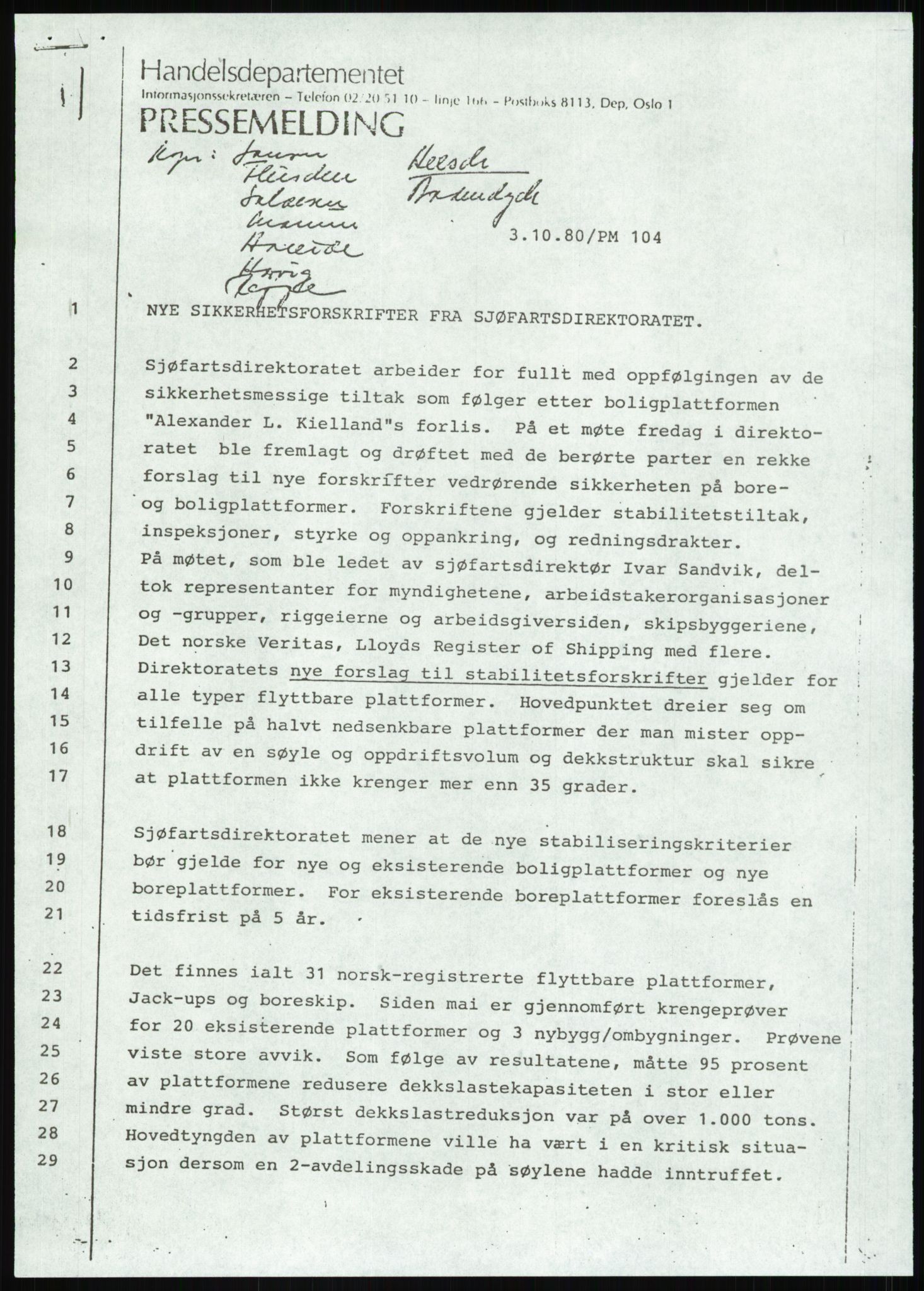 Justisdepartementet, Granskningskommisjonen ved Alexander Kielland-ulykken 27.3.1980, AV/RA-S-1165/D/L0013: H Sjøfartsdirektoratet og Skipskontrollen (H25-H43, H45, H47-H48, H50, H52)/I Det norske Veritas (I34, I41, I47), 1980-1981, p. 658