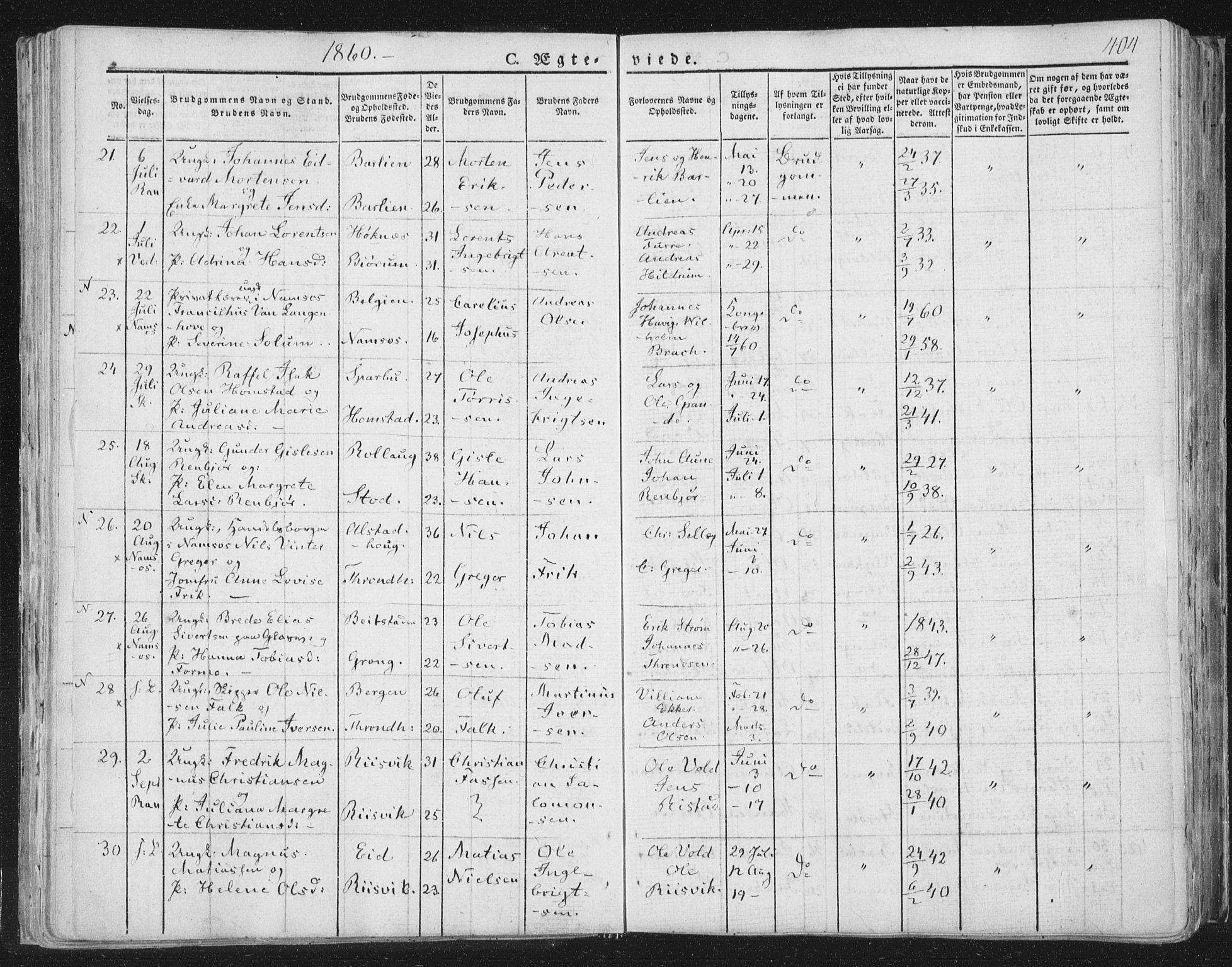 Ministerialprotokoller, klokkerbøker og fødselsregistre - Nord-Trøndelag, AV/SAT-A-1458/764/L0552: Parish register (official) no. 764A07b, 1824-1865, p. 404