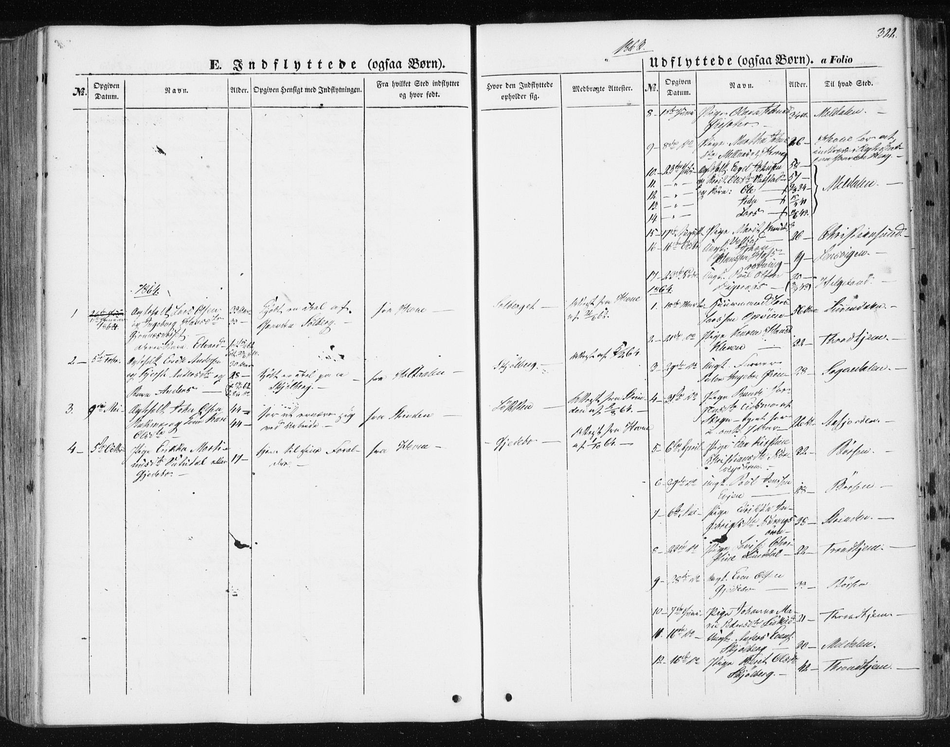 Ministerialprotokoller, klokkerbøker og fødselsregistre - Sør-Trøndelag, SAT/A-1456/668/L0806: Parish register (official) no. 668A06, 1854-1869, p. 322