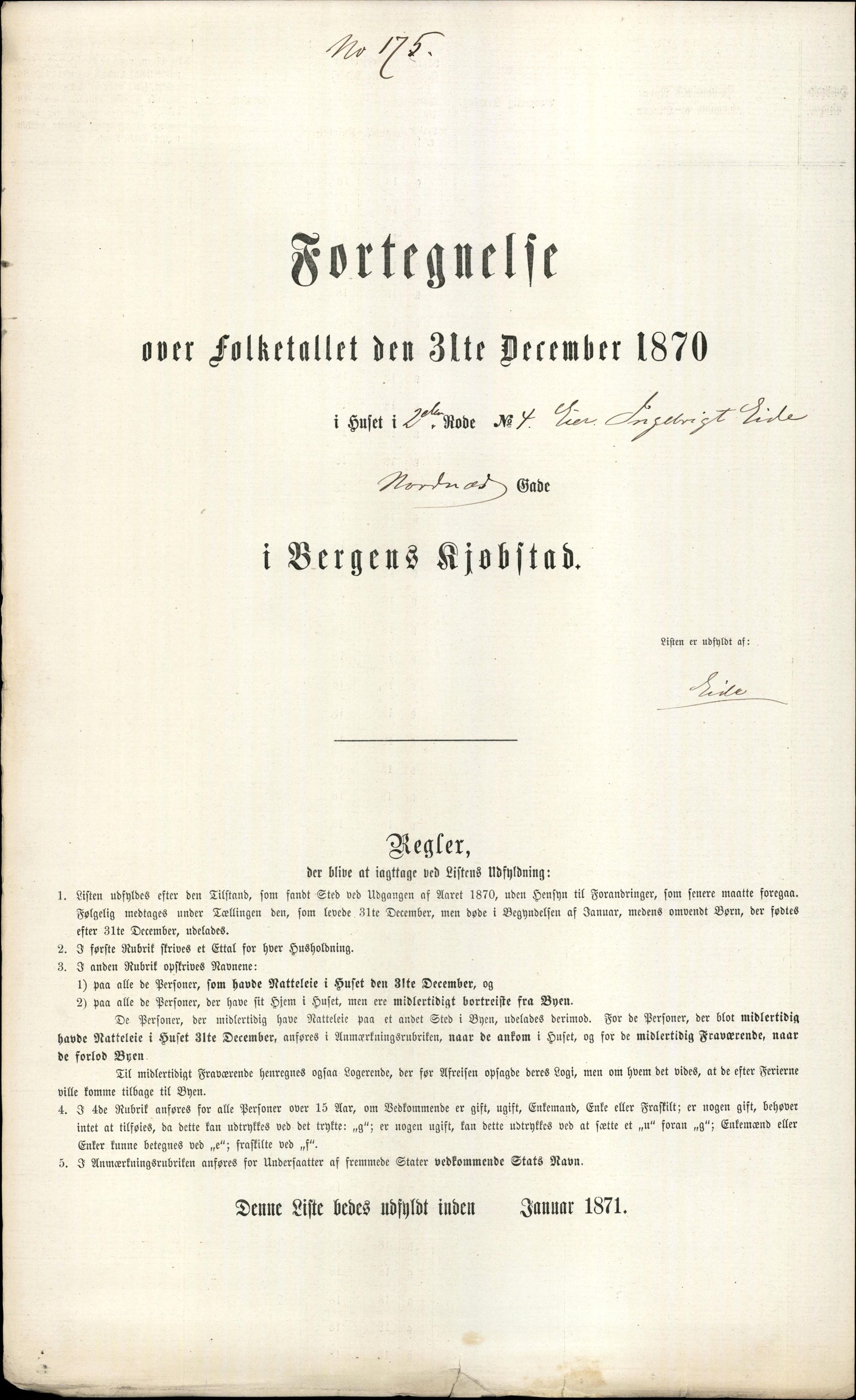 RA, 1870 census for 1301 Bergen, 1870