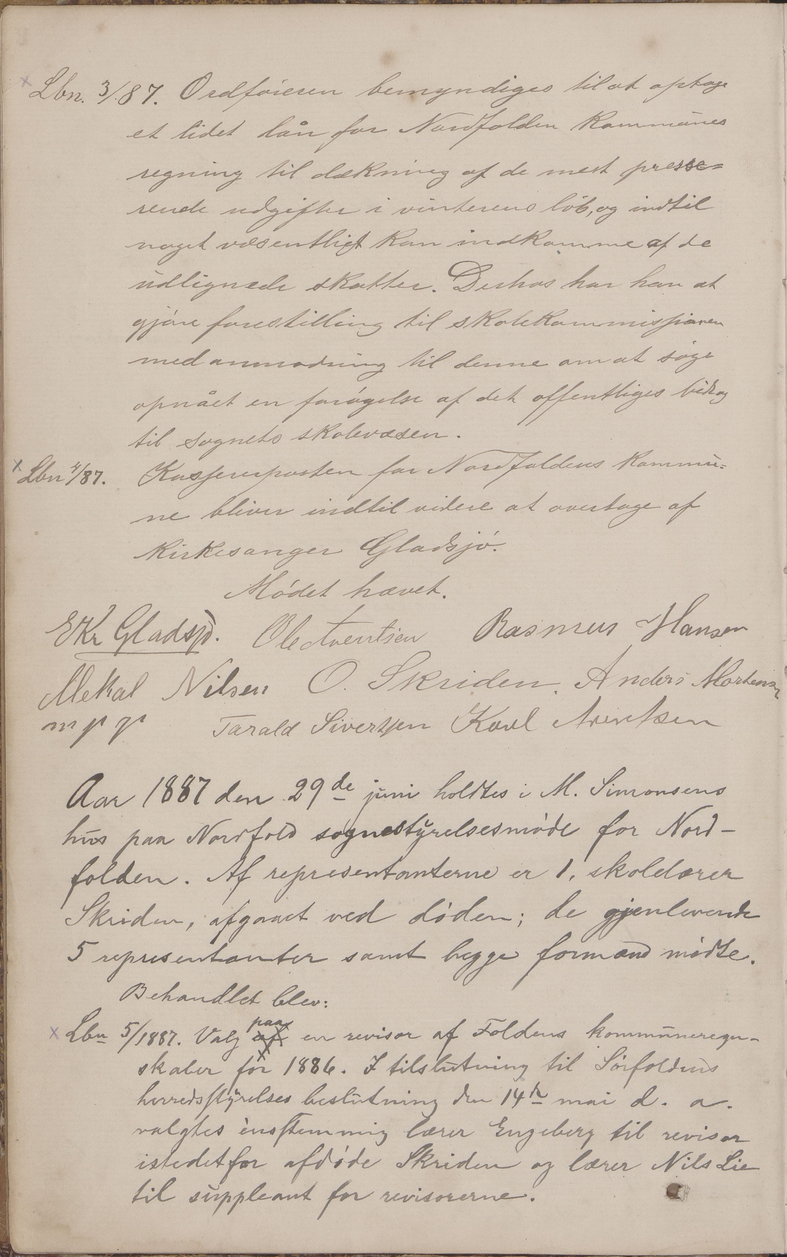 Nordfold kommune. Formannskapet, AIN/K-18461.150/A/Aa/L0001: Møtebok, 1887-1899