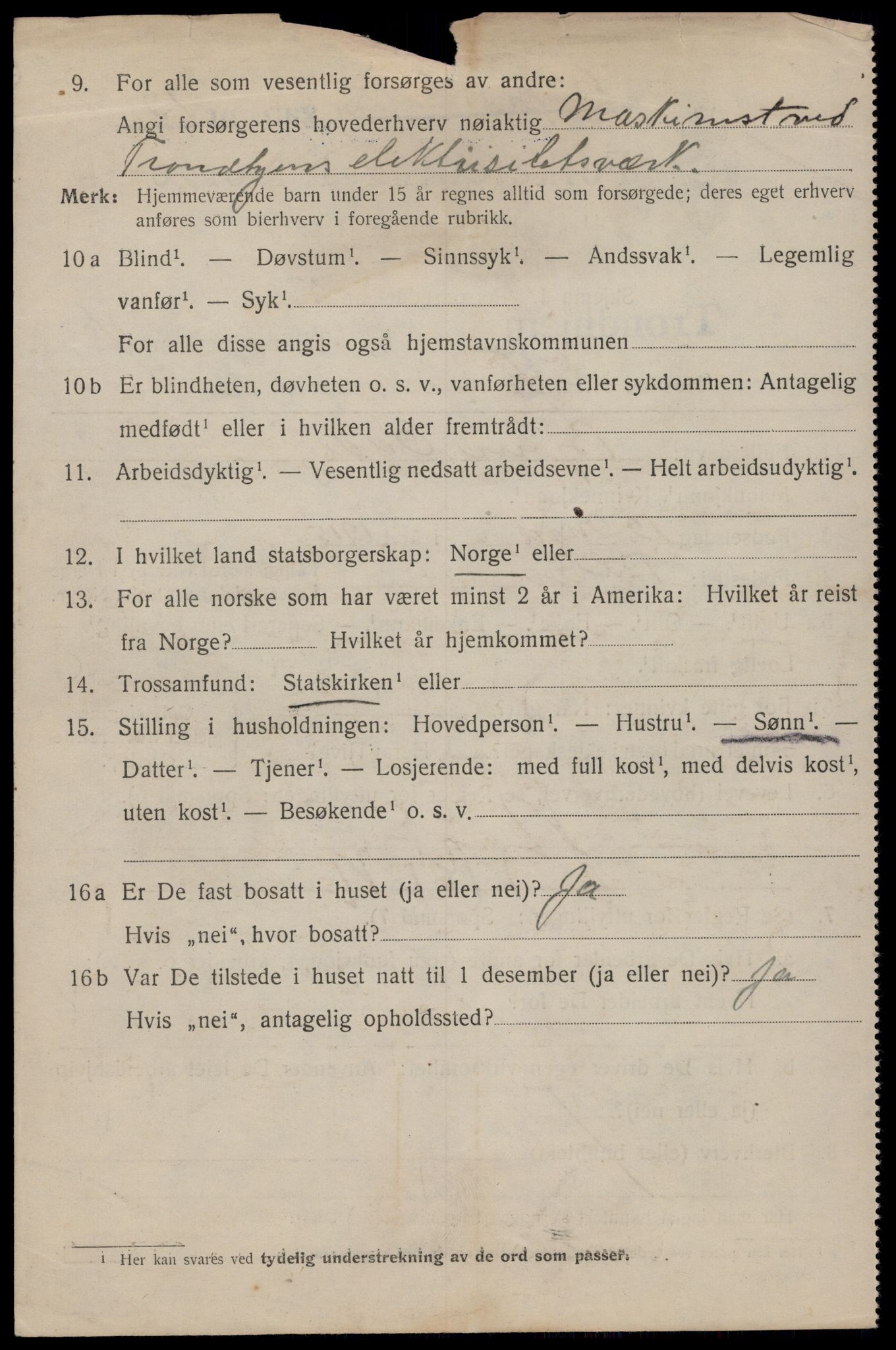 SAT, 1920 census for Trondheim, 1920, p. 38409