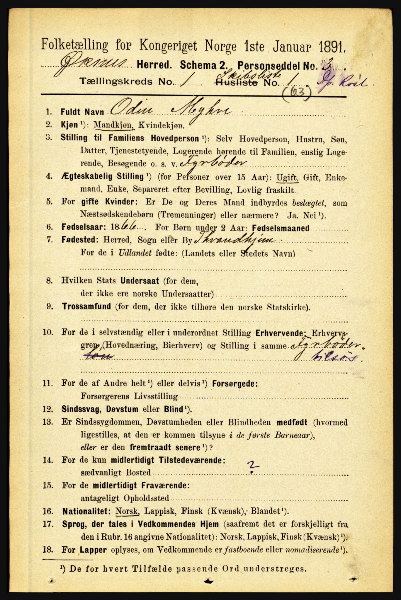 RA, 1891 census for 1868 Øksnes, 1891, p. 3503