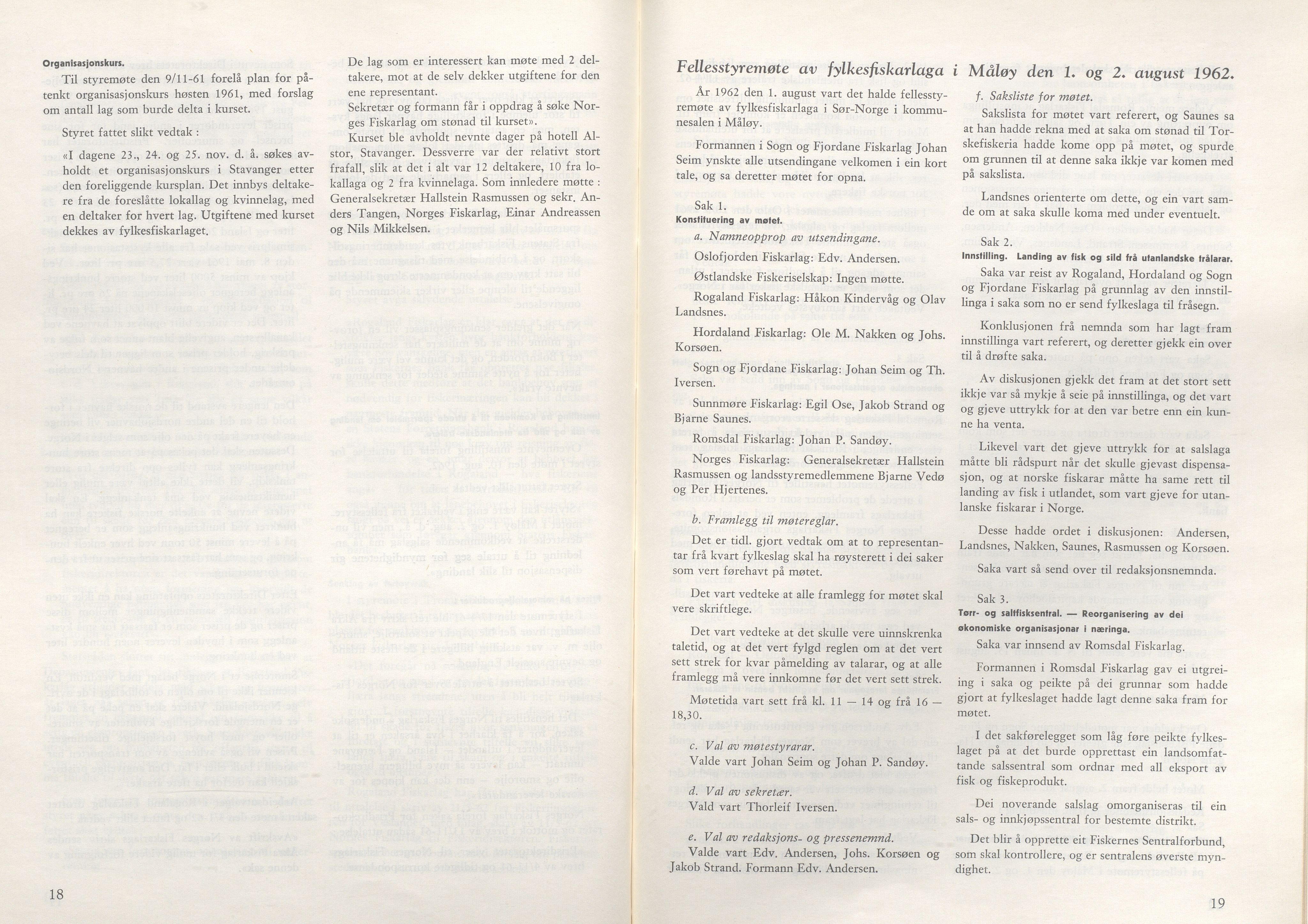 Rogaland fylkeskommune - Fylkesrådmannen , IKAR/A-900/A/Aa/Aaa/L0082: Møtebok , 1962, p. 18-19