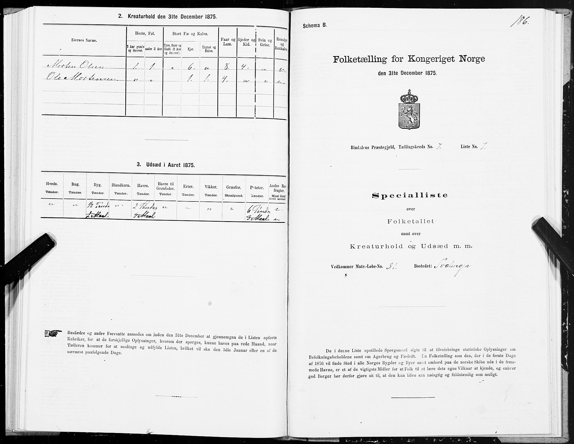 SAT, 1875 census for 1811P Bindal, 1875, p. 2186