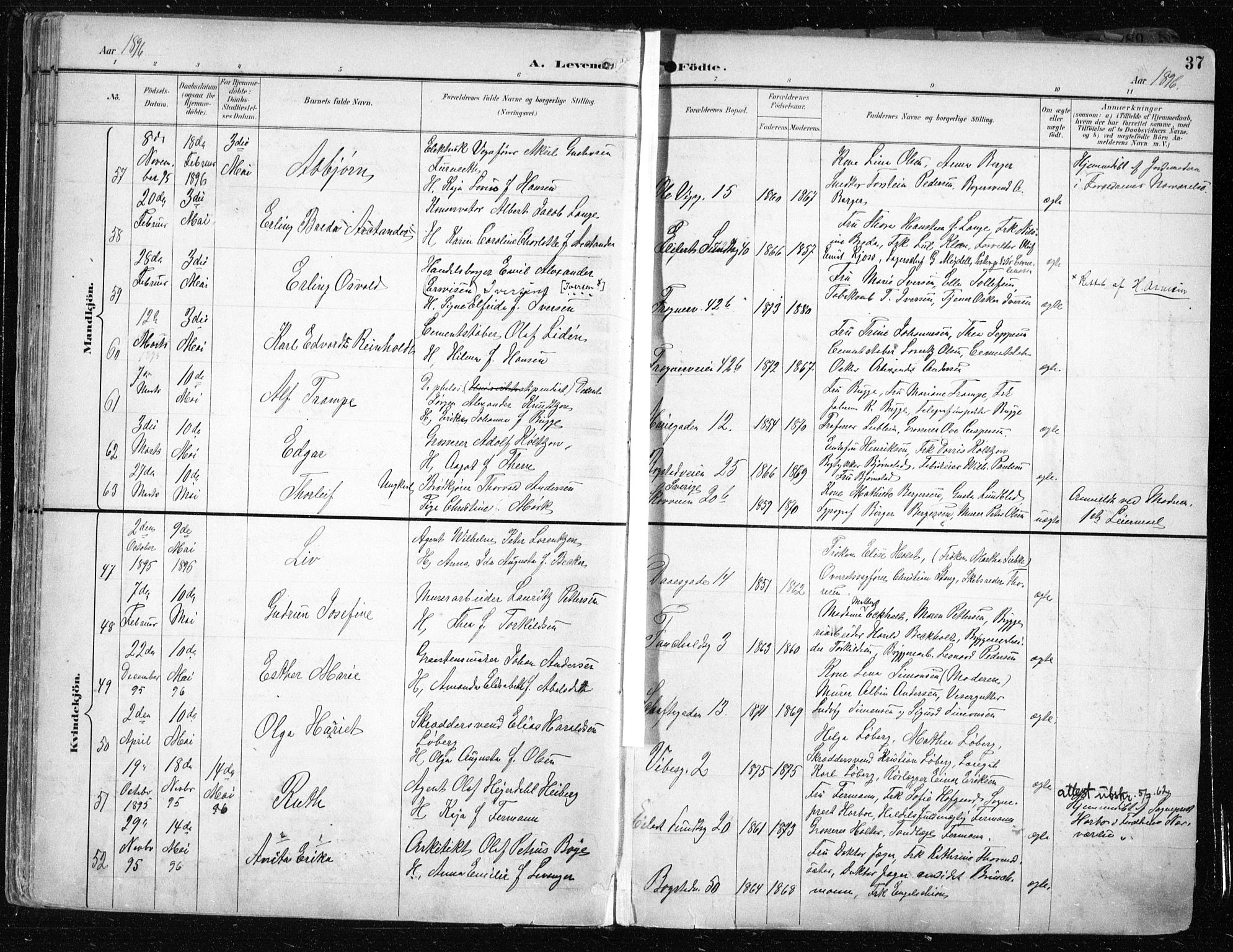 Uranienborg prestekontor Kirkebøker, AV/SAO-A-10877/F/Fa/L0005: Parish register (official) no. I 5, 1895-1907, p. 37