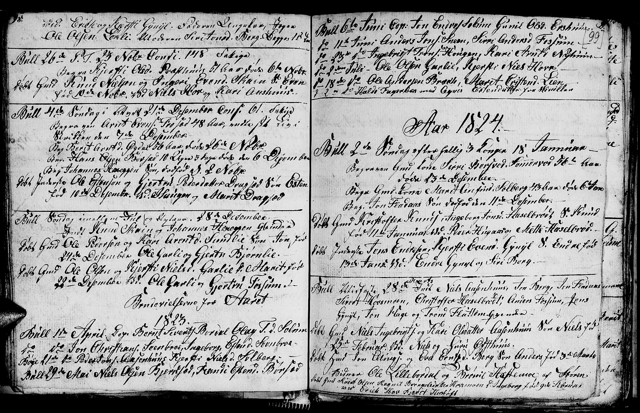 Ministerialprotokoller, klokkerbøker og fødselsregistre - Sør-Trøndelag, SAT/A-1456/689/L1042: Parish register (copy) no. 689C01, 1812-1841, p. 98-99