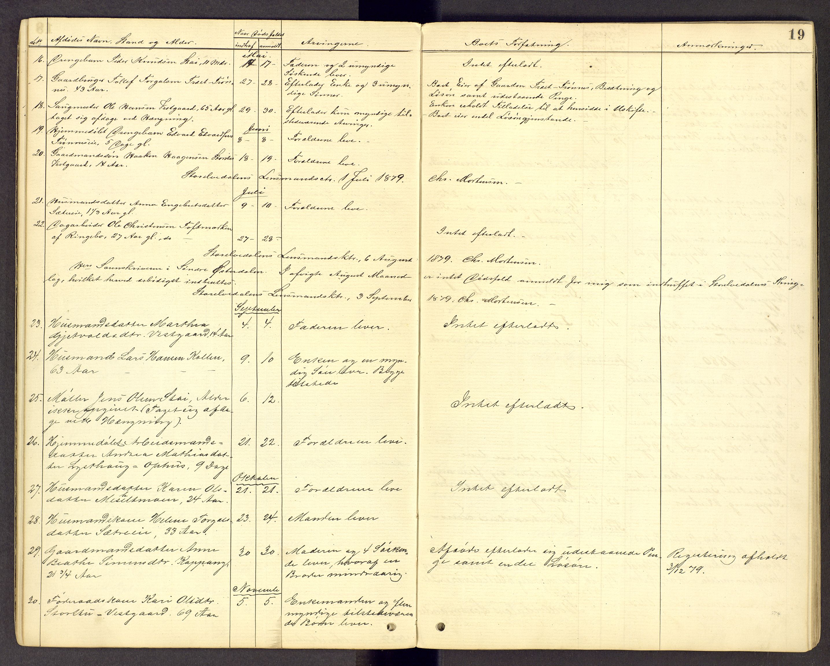 Sør-Østerdal sorenskriveri, AV/SAH-TING-018/J/Jg/L0014: Dødsfallsjournal, 1874-1908, p. 19