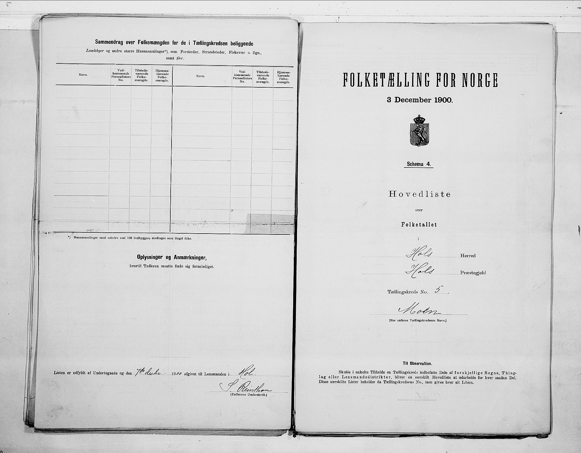 RA, 1900 census for Hol, 1900, p. 12