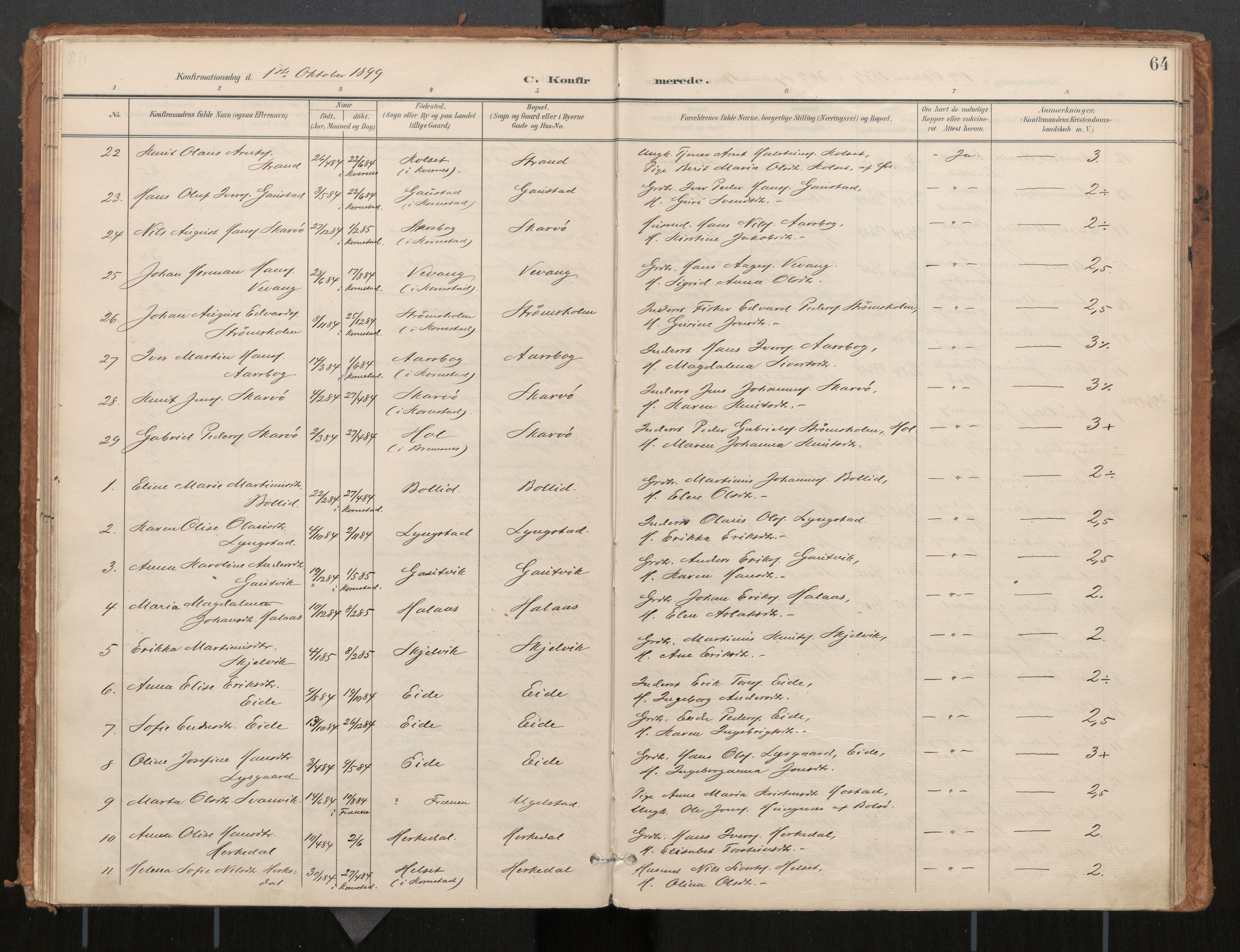 Ministerialprotokoller, klokkerbøker og fødselsregistre - Møre og Romsdal, AV/SAT-A-1454/571/L0836a: Parish register (official) no. 571A02, 1898-1910, p. 64