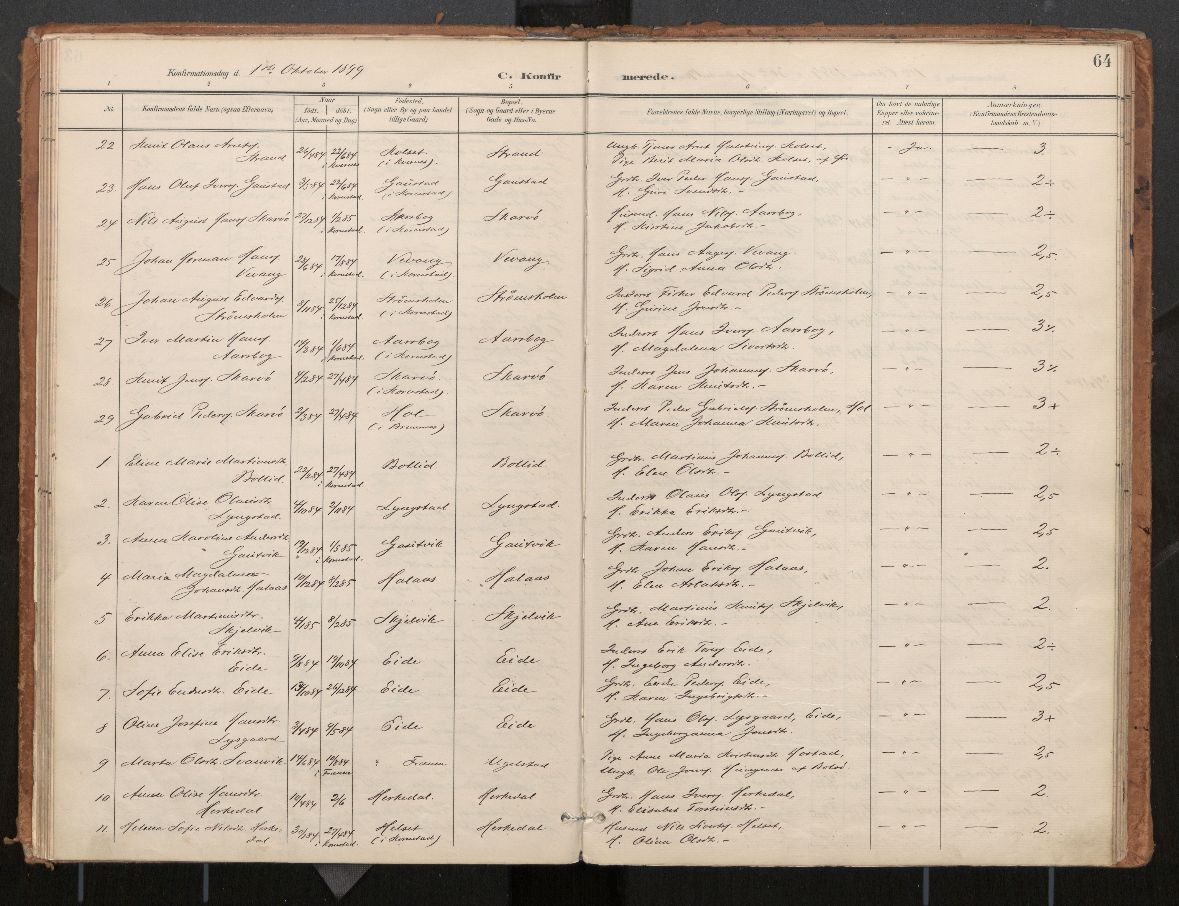 Ministerialprotokoller, klokkerbøker og fødselsregistre - Møre og Romsdal, SAT/A-1454/571/L0836a: Parish register (official) no. 571A02, 1898-1910, p. 64