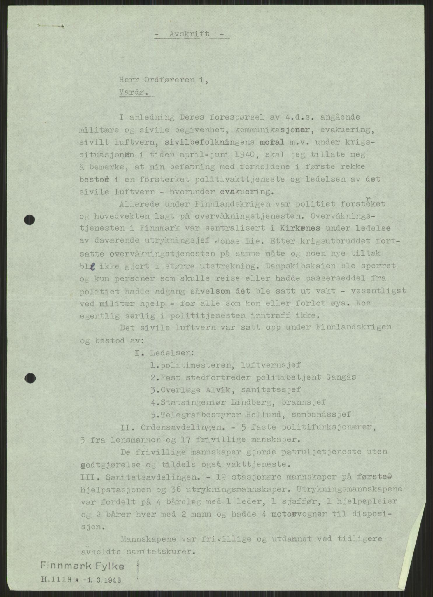 Forsvaret, Forsvarets krigshistoriske avdeling, RA/RAFA-2017/Y/Ya/L0017: II-C-11-31 - Fylkesmenn.  Rapporter om krigsbegivenhetene 1940., 1940, p. 750