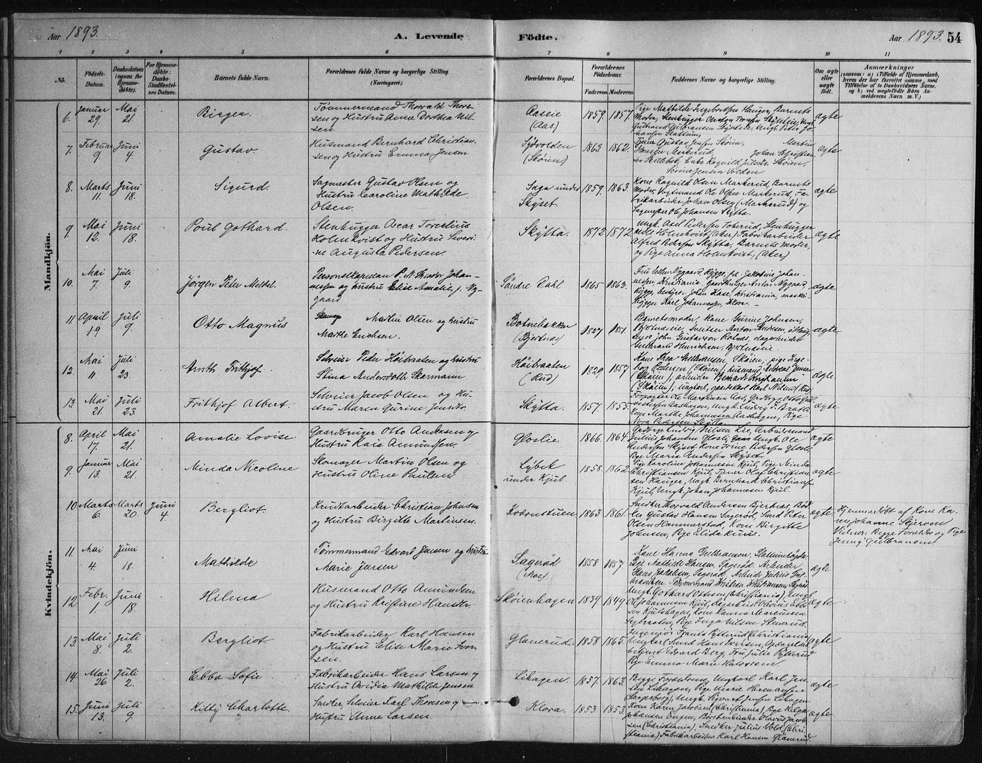 Nittedal prestekontor Kirkebøker, SAO/A-10365a/F/Fa/L0007: Parish register (official) no. I 7, 1879-1901, p. 54