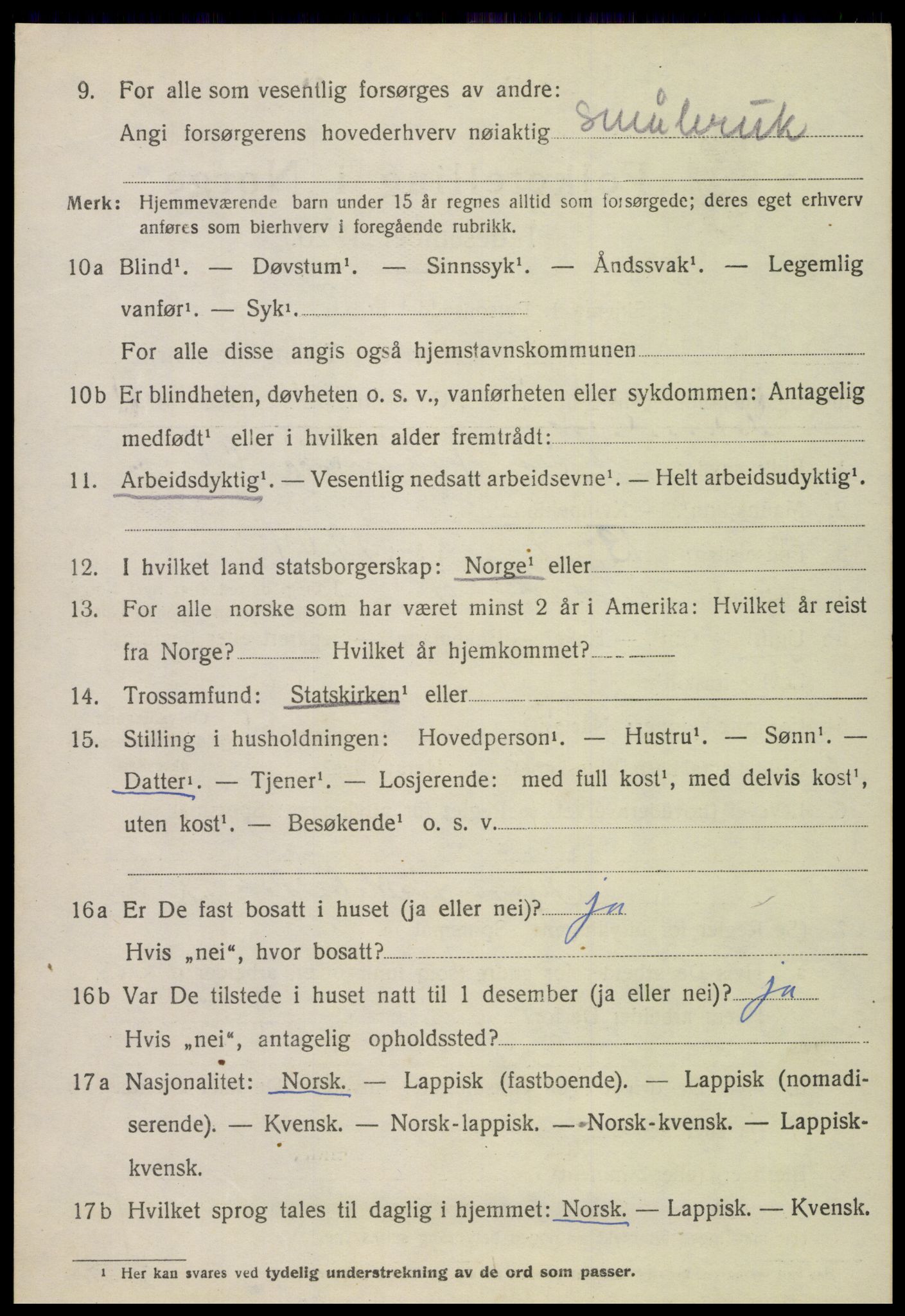 SAT, 1920 census for Hamarøy, 1920, p. 2323