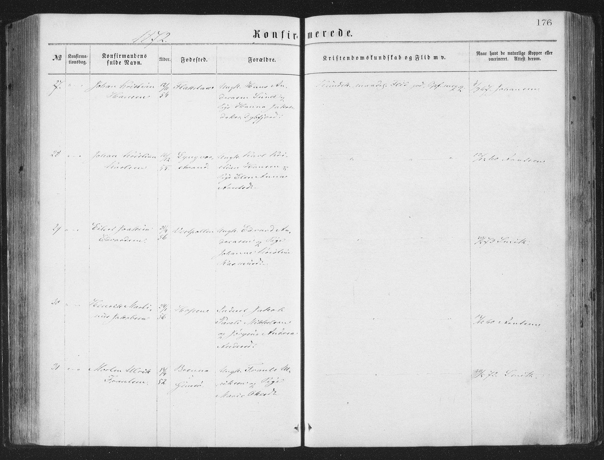 Ministerialprotokoller, klokkerbøker og fødselsregistre - Nordland, AV/SAT-A-1459/874/L1057: Parish register (official) no. 874A01, 1866-1877, p. 176