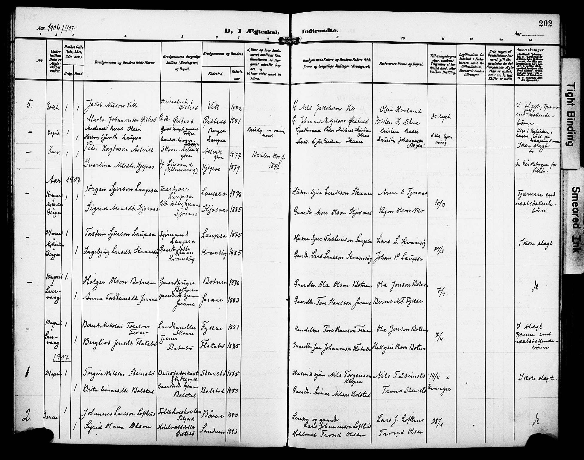 Kvam sokneprestembete, SAB/A-76201/H/Hab: Parish register (copy) no. C 4, 1906-1931, p. 202