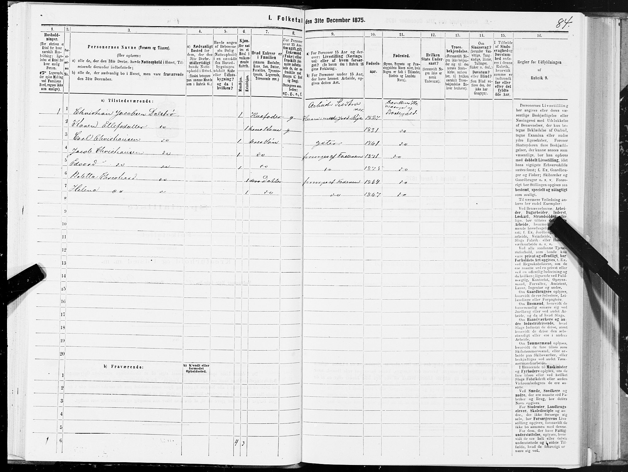 SAT, 1875 census for 1718P Leksvik, 1875, p. 1084