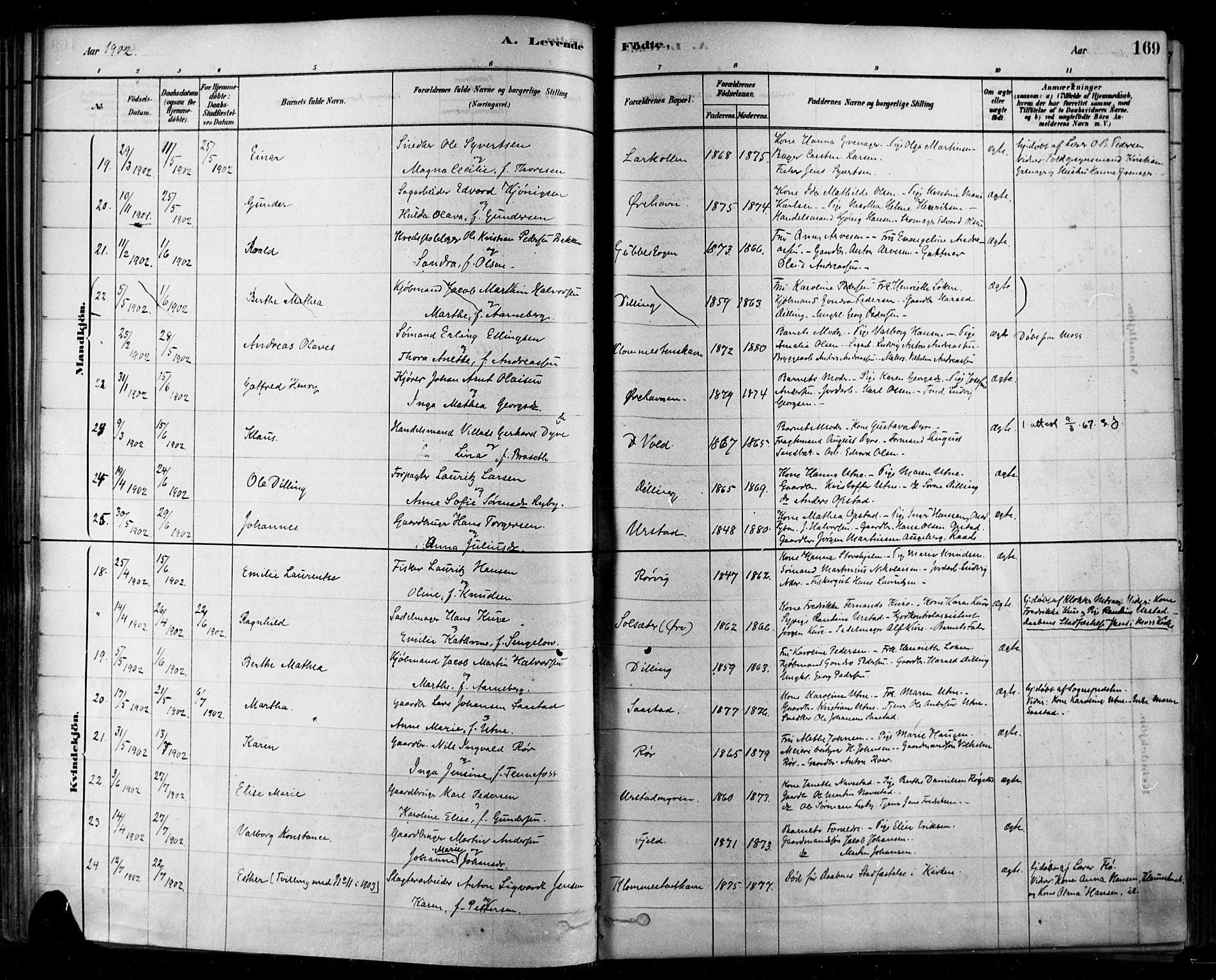 Rygge prestekontor Kirkebøker, SAO/A-10084b/F/Fa/L0007: Parish register (official) no. 7, 1878-1904, p. 169