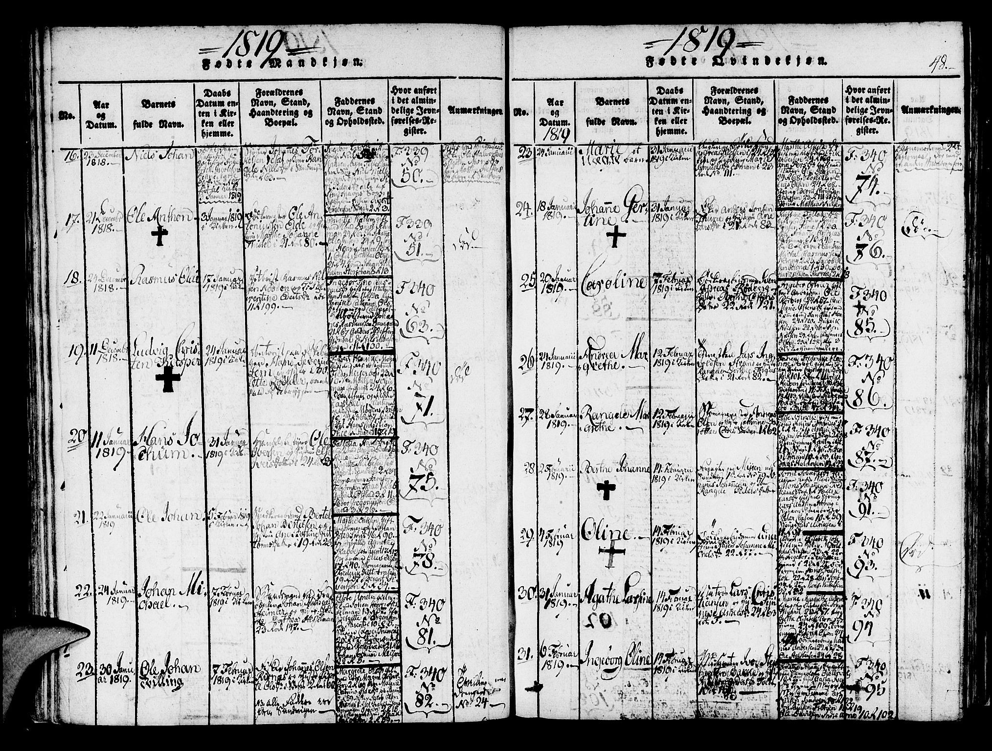 Korskirken sokneprestembete, AV/SAB-A-76101/H/Haa/L0013: Parish register (official) no. A 13, 1815-1822, p. 48